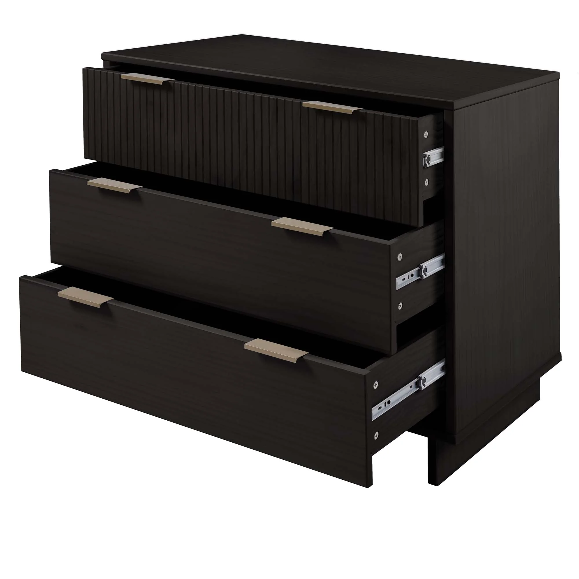 Granville 3-Piece Standard Dresser, Tall Narrow Chest and Nightstand Set in Black - Image 22