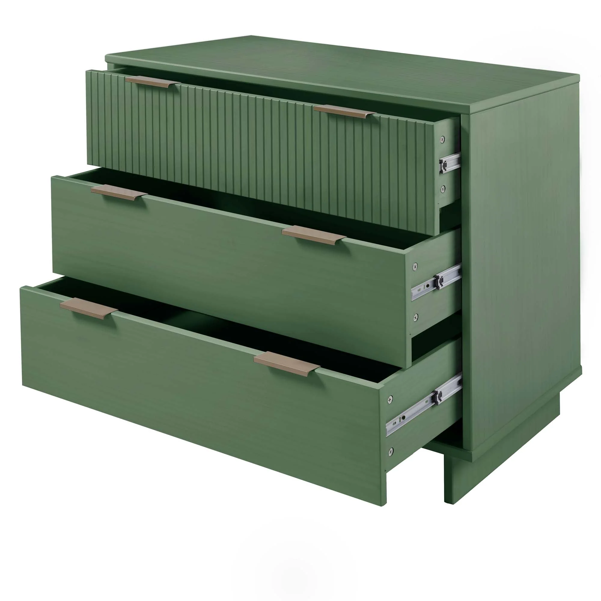 Granville 3-Piece Standard Dresser, Tall Narrow Chest and Nightstand Set in Sage Green - Image 22