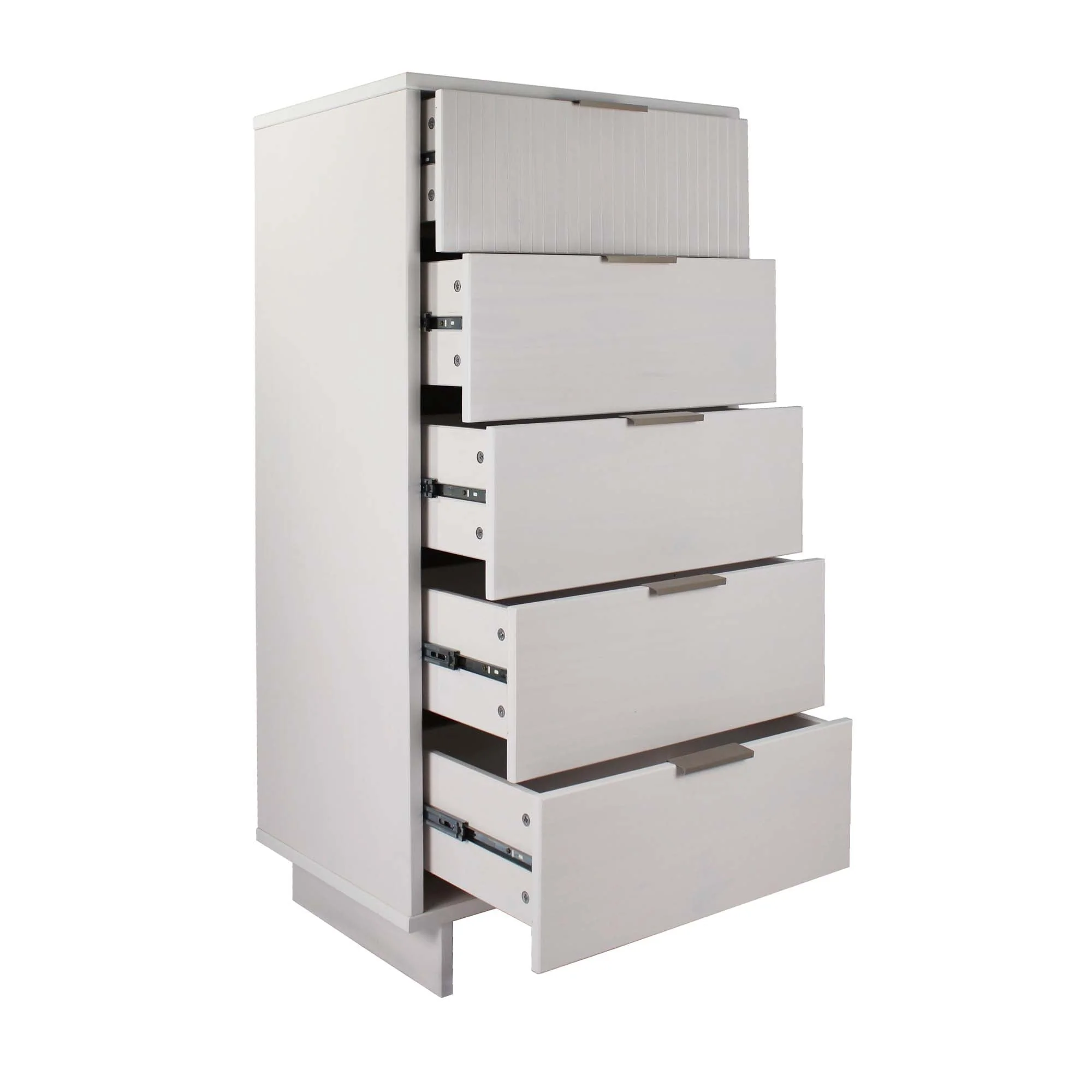 Granville 3-Piece Standard Dresser, Tall Narrow Chest and Nightstand Set in White - Image 15