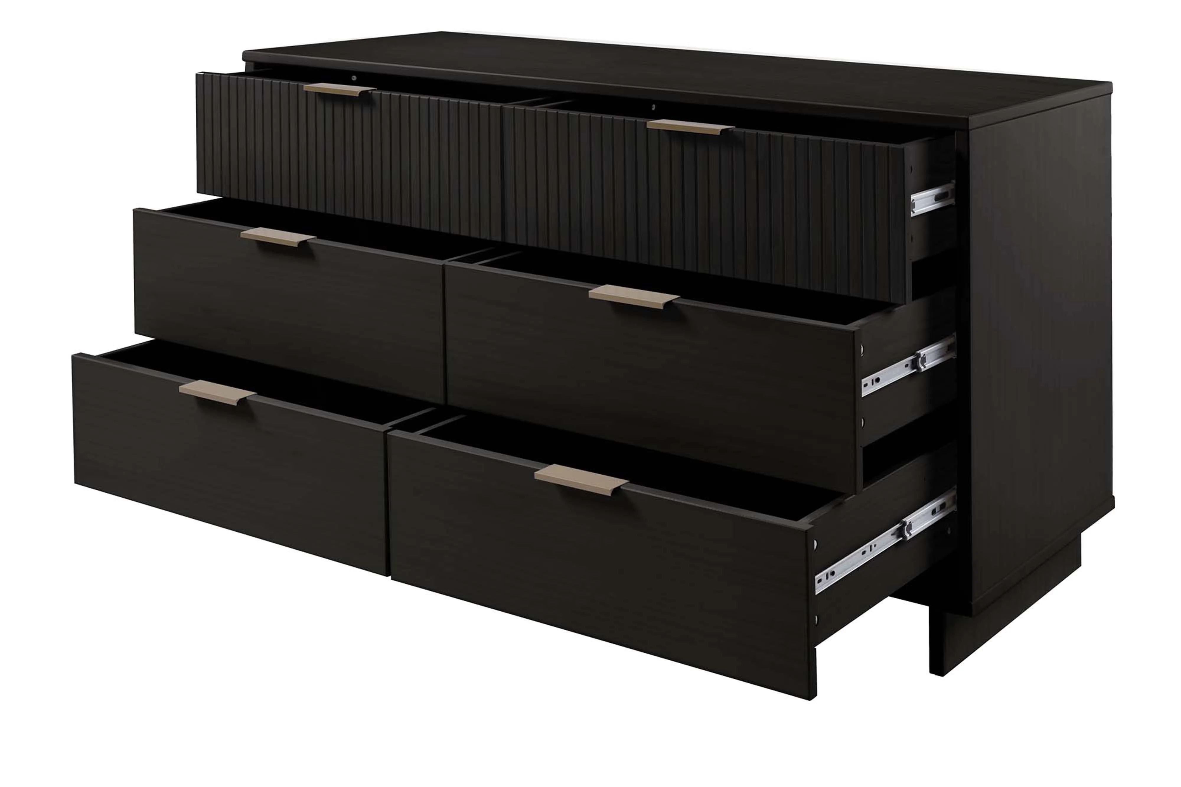 Granville 3-Piece Tall Narrow Chest, Double Dresser and Nightstand Set in Black - Image 22