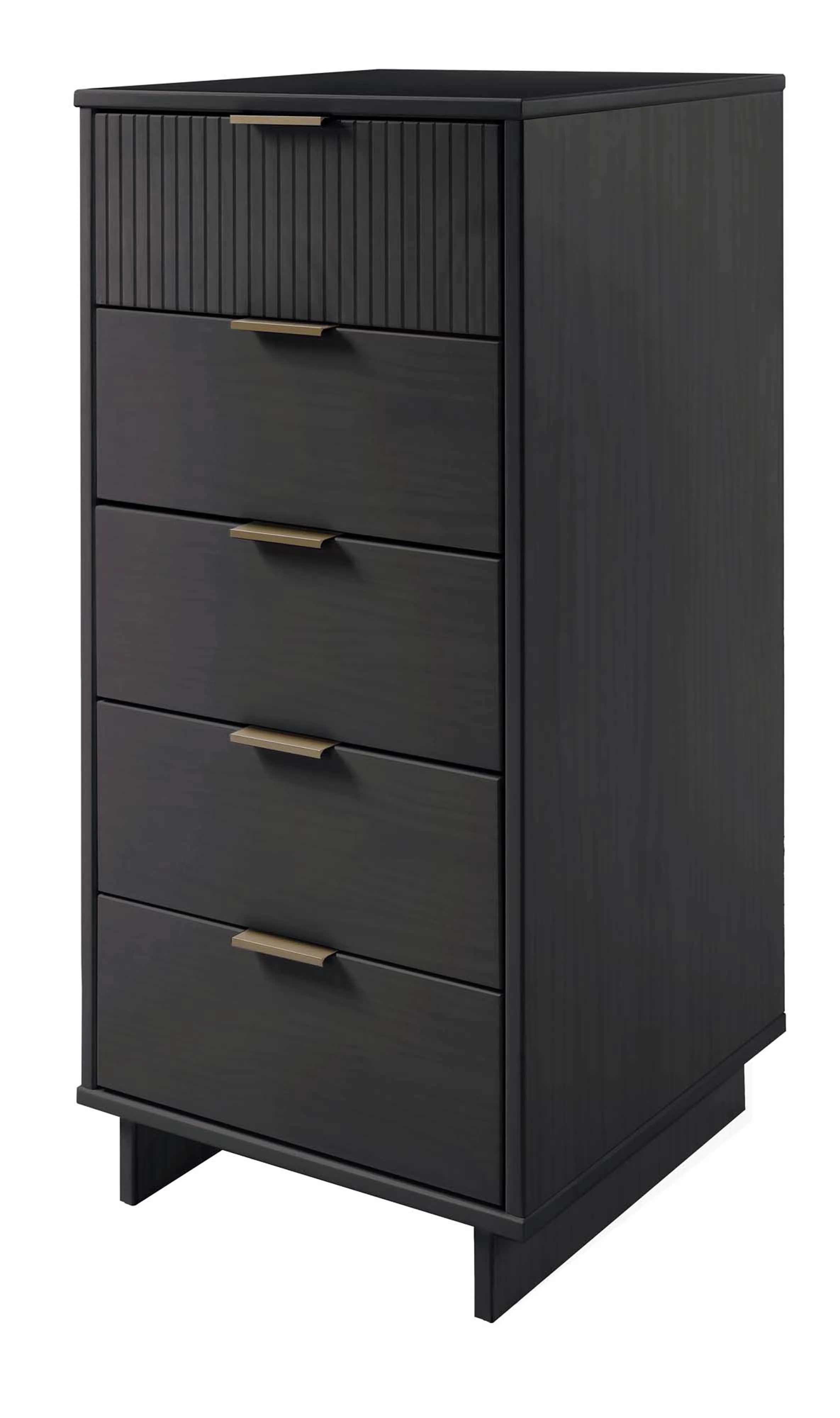 Granville 3-Piece Tall Narrow Chest, Double Dresser and Nightstand Set in Dark Grey - Image 10