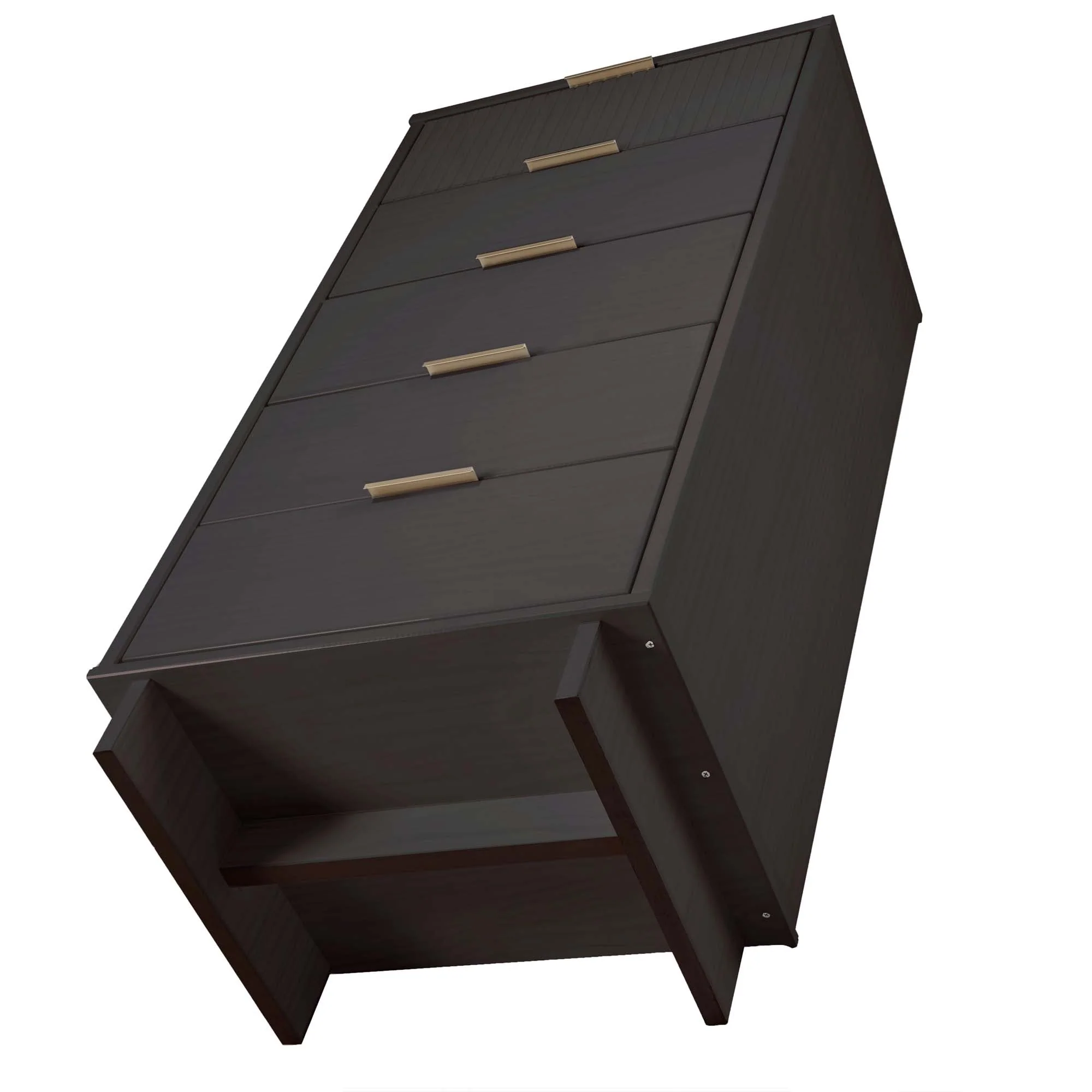 Granville 3-Piece Tall Narrow Chest, Double Dresser and Nightstand Set in Dark Grey - Image 14