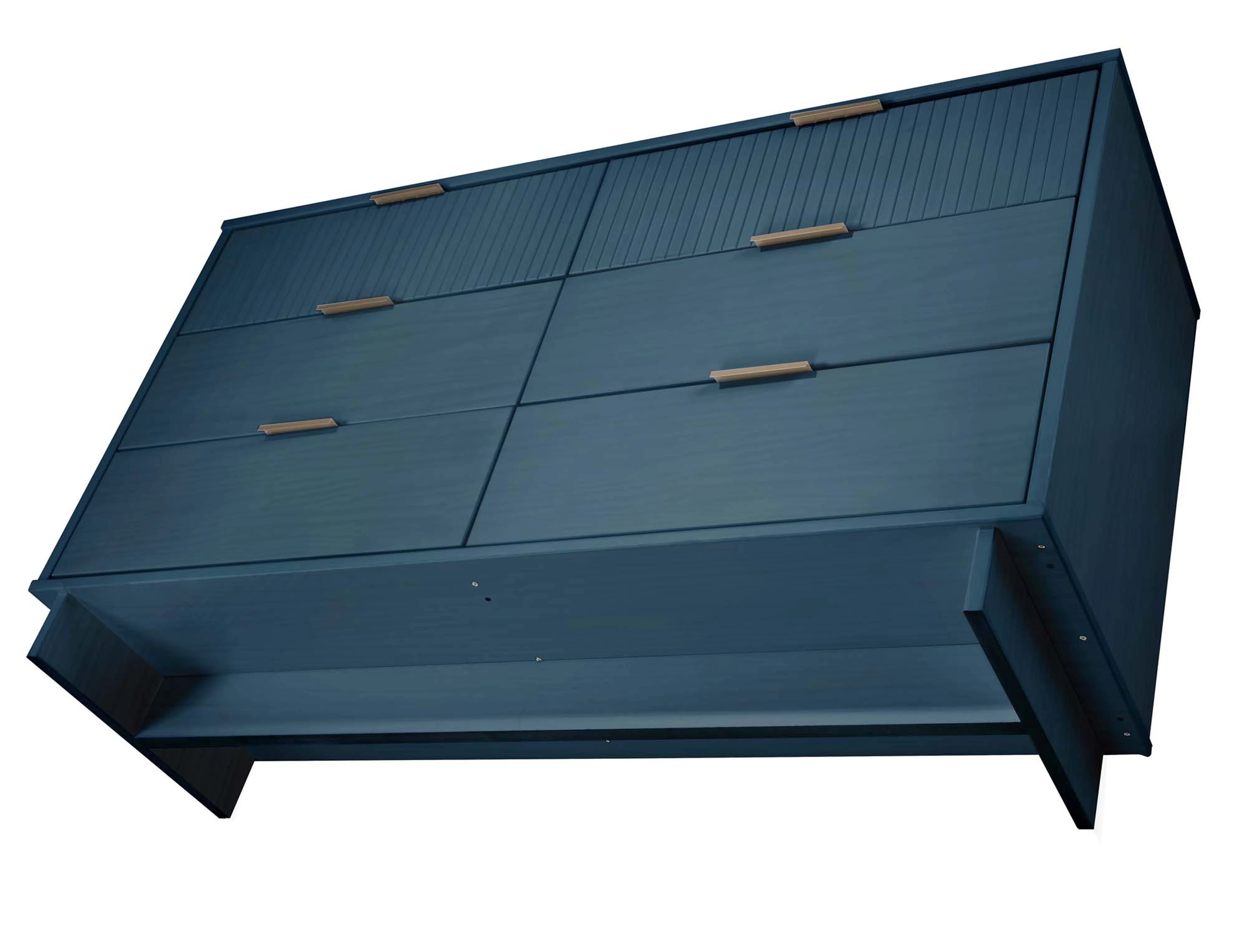 Granville 3-Piece Tall Narrow Chest, Double Dresser and Nightstand Set in Midnight Blue - Image 21