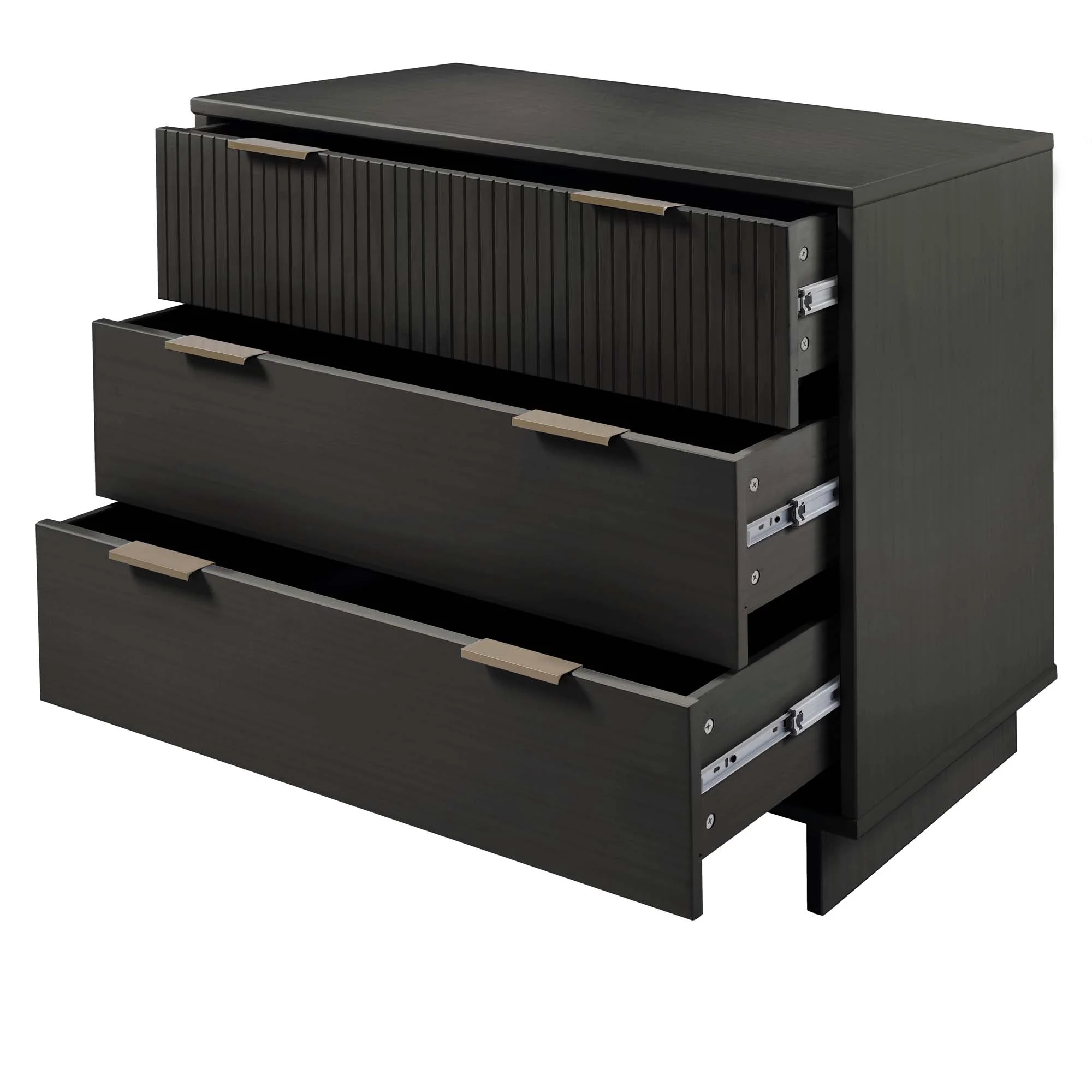 Granville 3-Piece Tall Narrow Chest, Double Dresser Set and Standard Dresser Set in Dark Grey - Image 22
