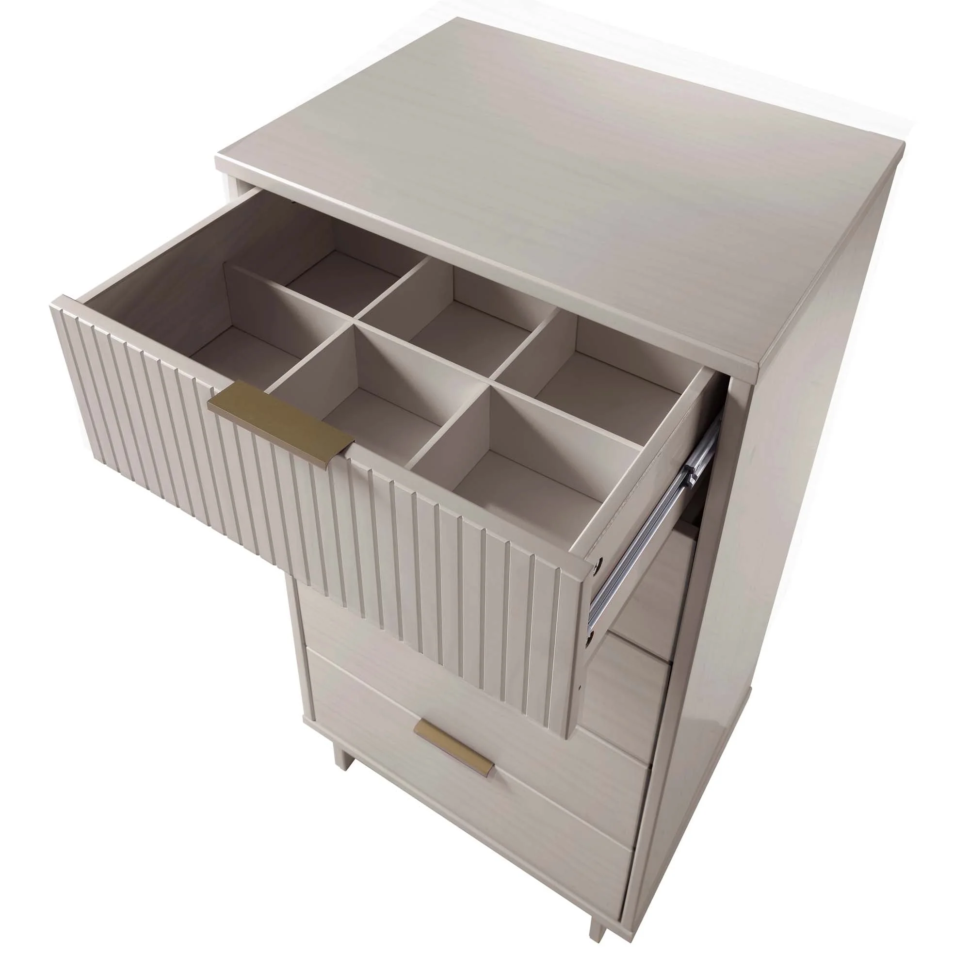 Granville 3-Piece Tall Narrow Chest, Double Dresser Set and Standard Dresser Set in Light Grey - Image 16