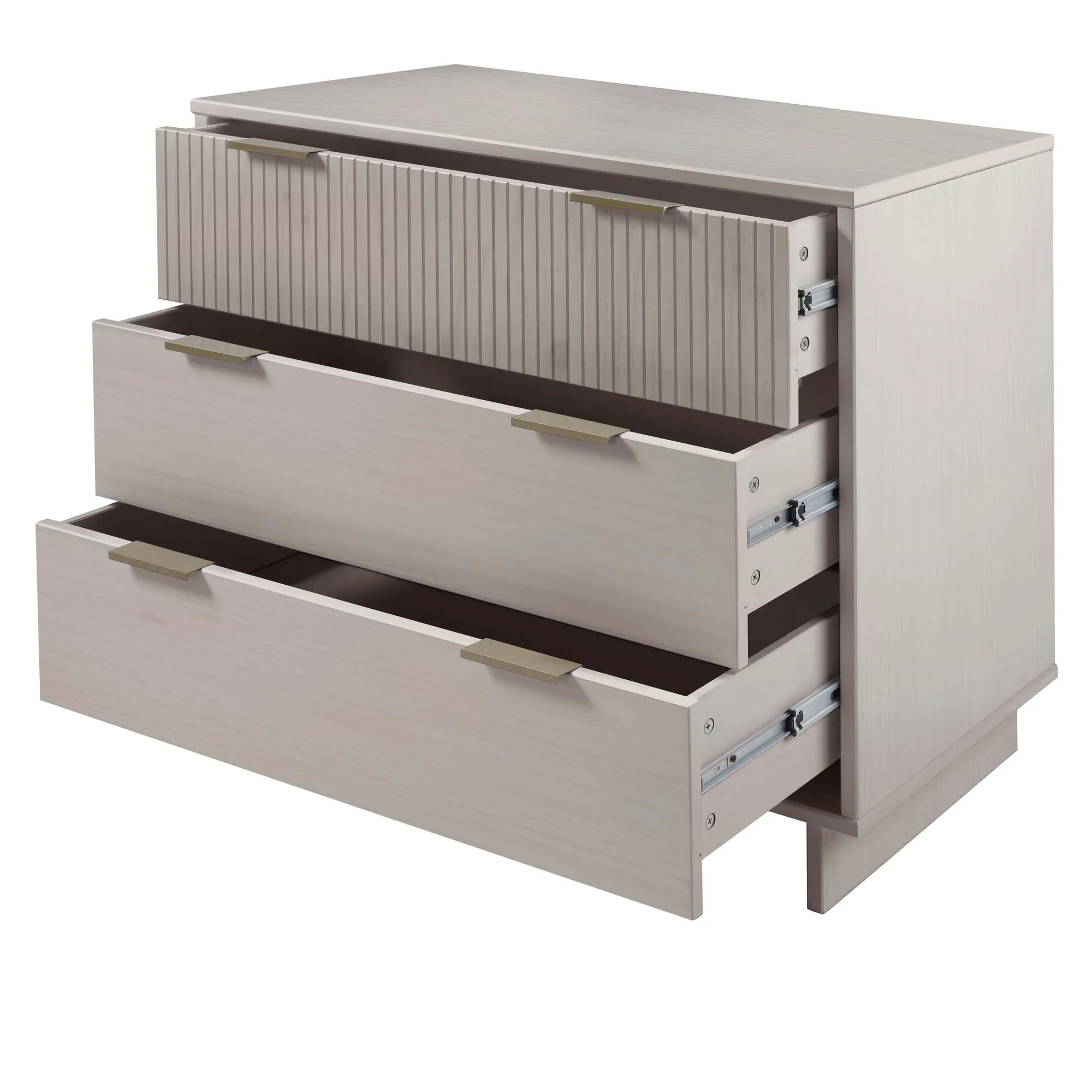 Granville 3-Piece Tall Narrow Chest, Double Dresser Set and Standard Dresser Set in Light Grey - Image 22