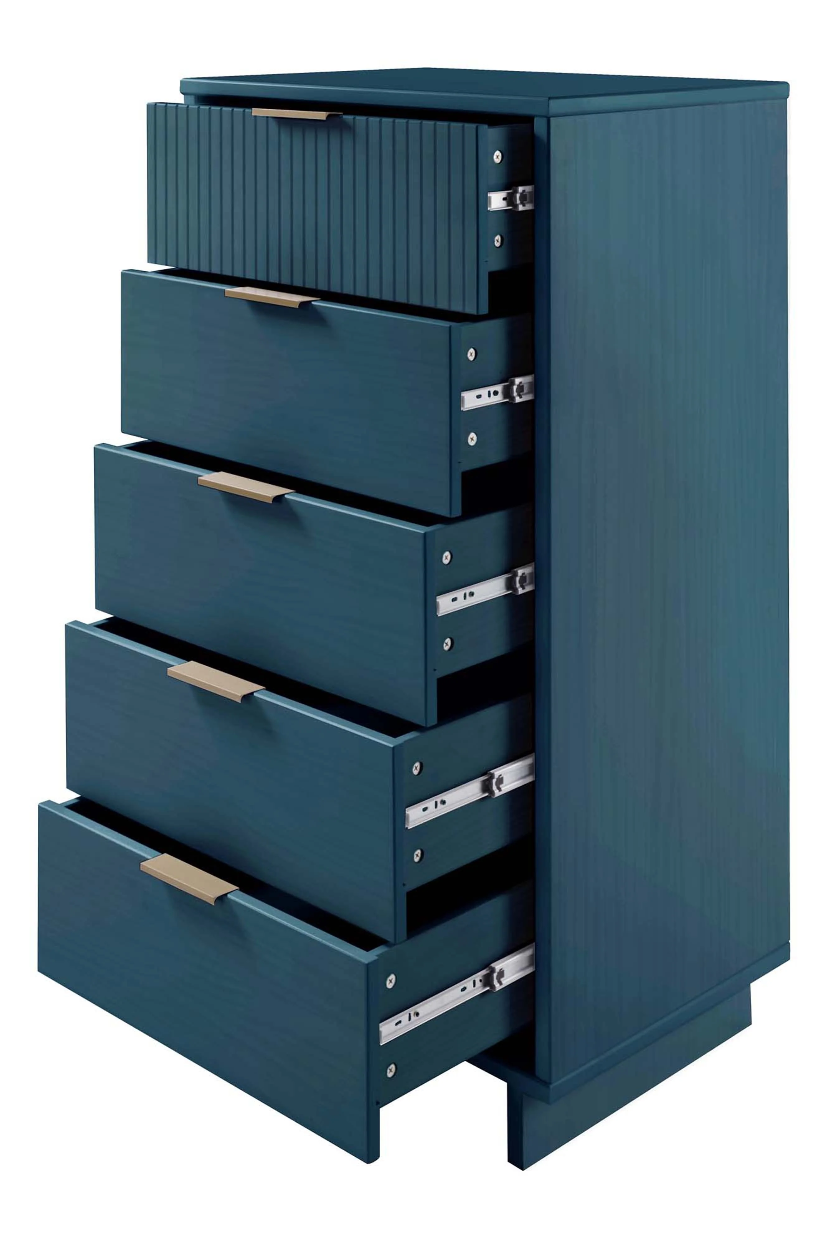 Granville 3-Piece Tall Narrow Chest, Double Dresser Set and Standard Dresser Set in Midnight Blue - Image 15