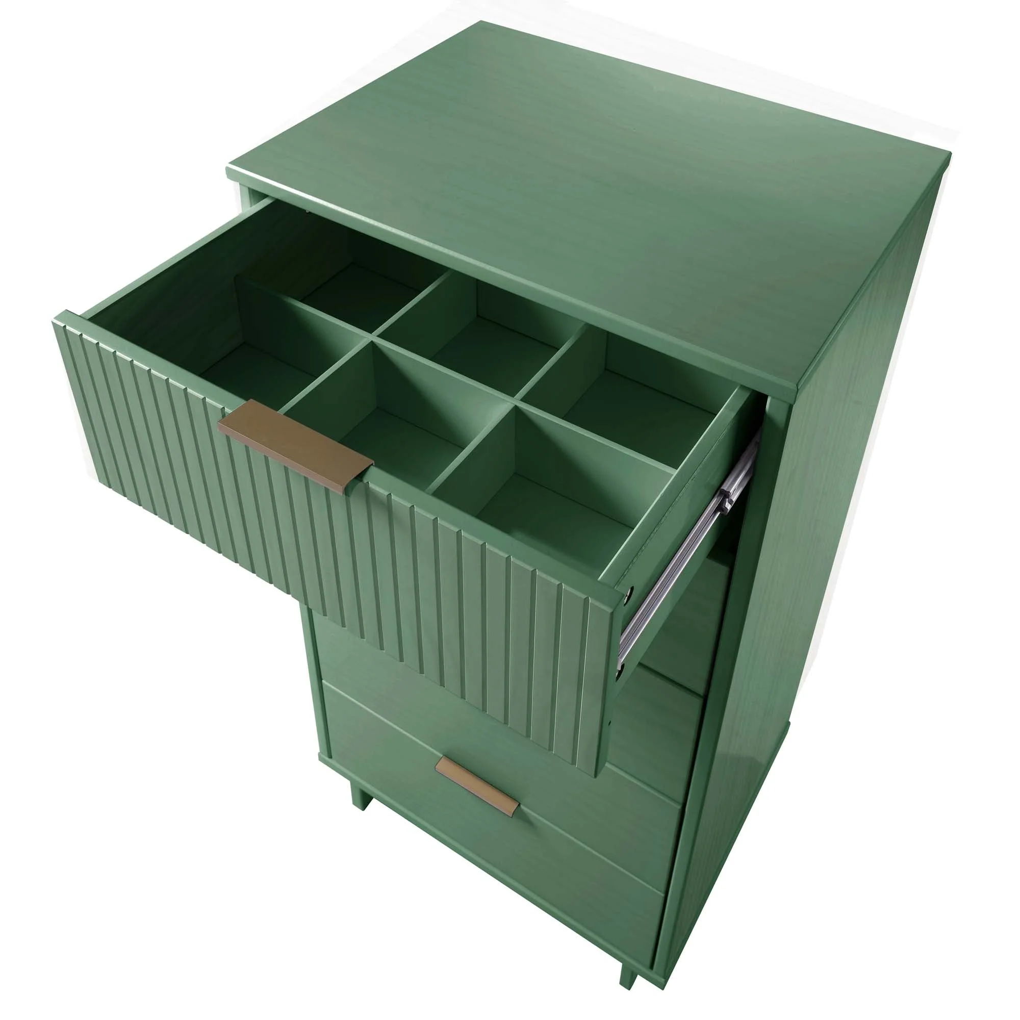 Granville 3-Piece Tall Narrow Chest, Double Dresser Set and Standard Dresser Set in Sage Green - Image 16