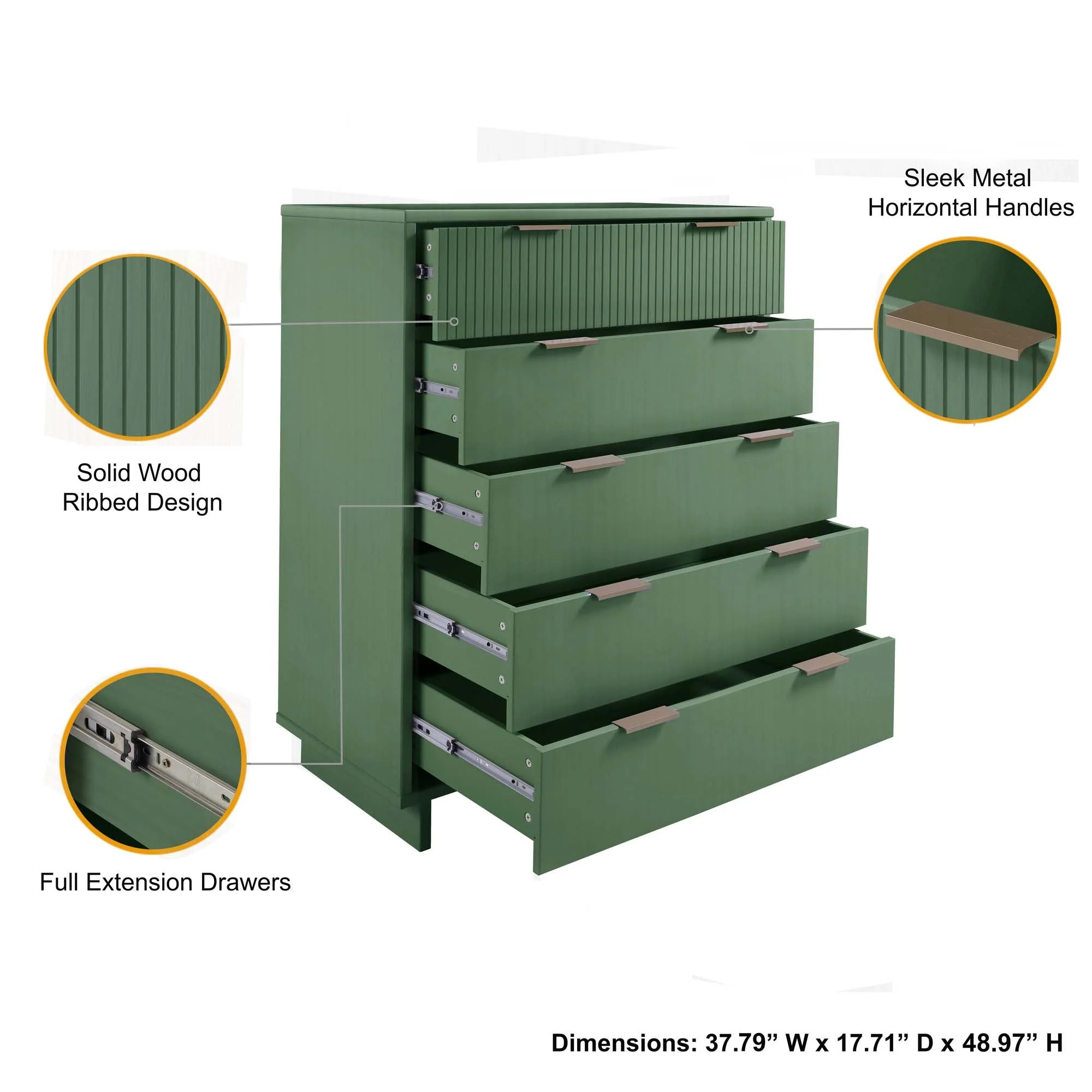 Granville 45.27 Tall Dresser in Sage Green - Image 4