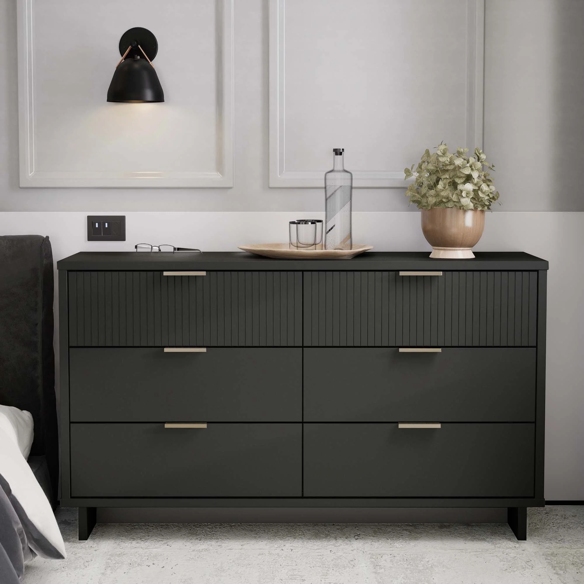 Granville 55.07 Double Wide Dresser in Dark Grey - Image 2