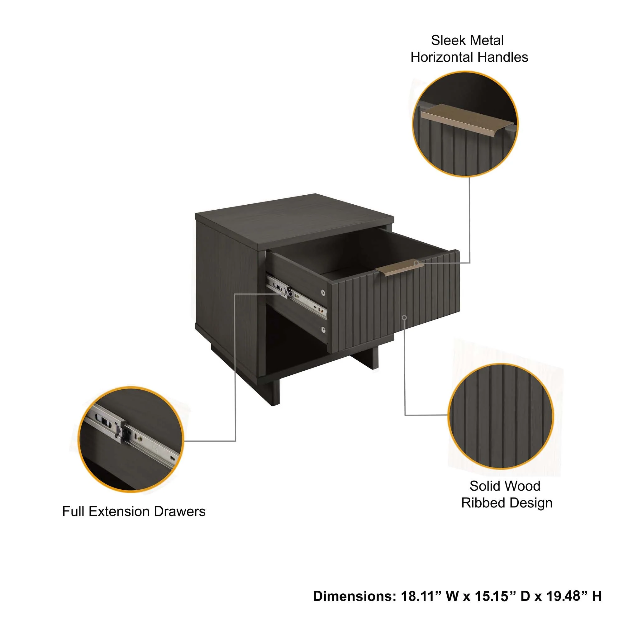 Granville Nightstand 1.0 in Dark Grey - Image 4