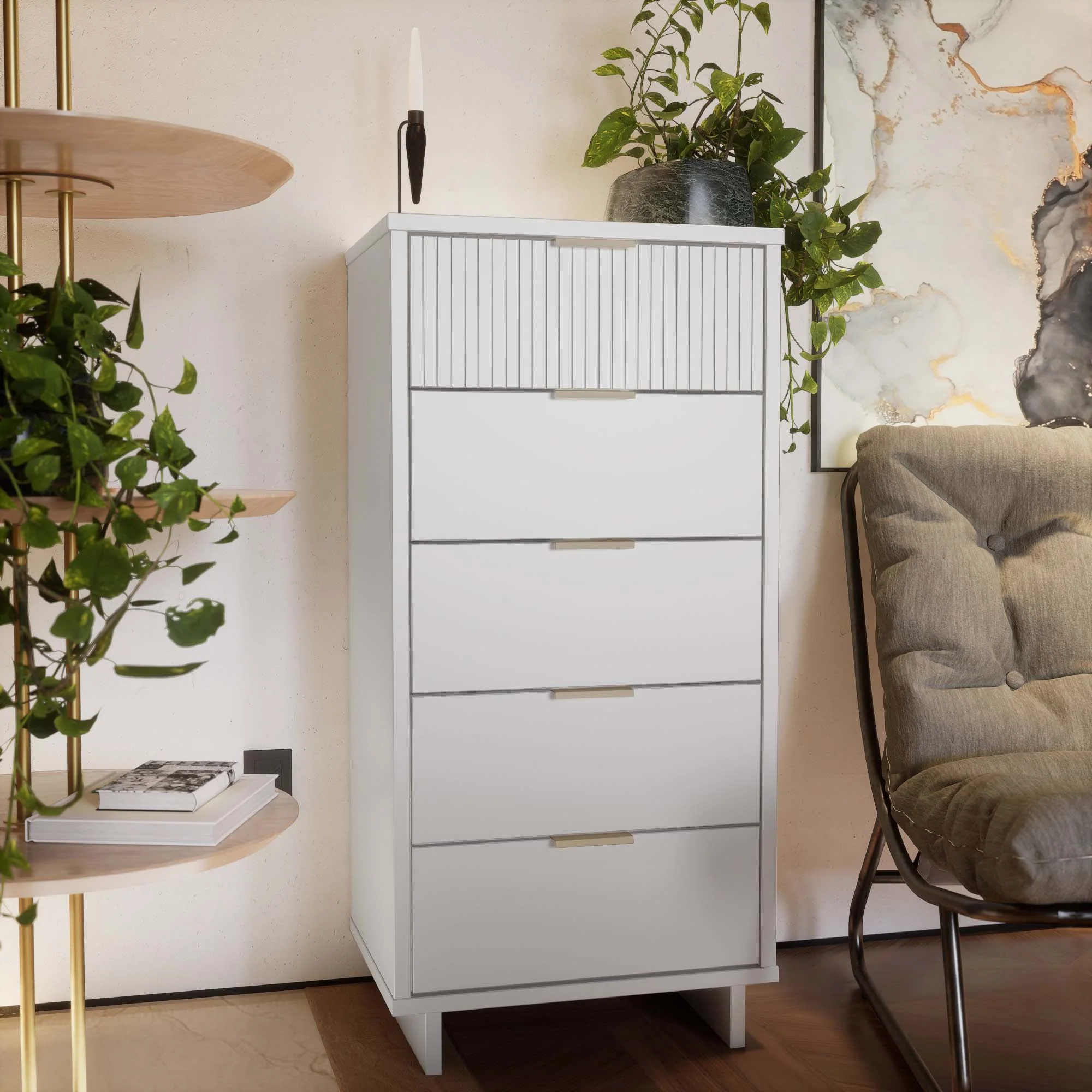 Granville Tall 23.62 Narrow Dresser in White - Image 2