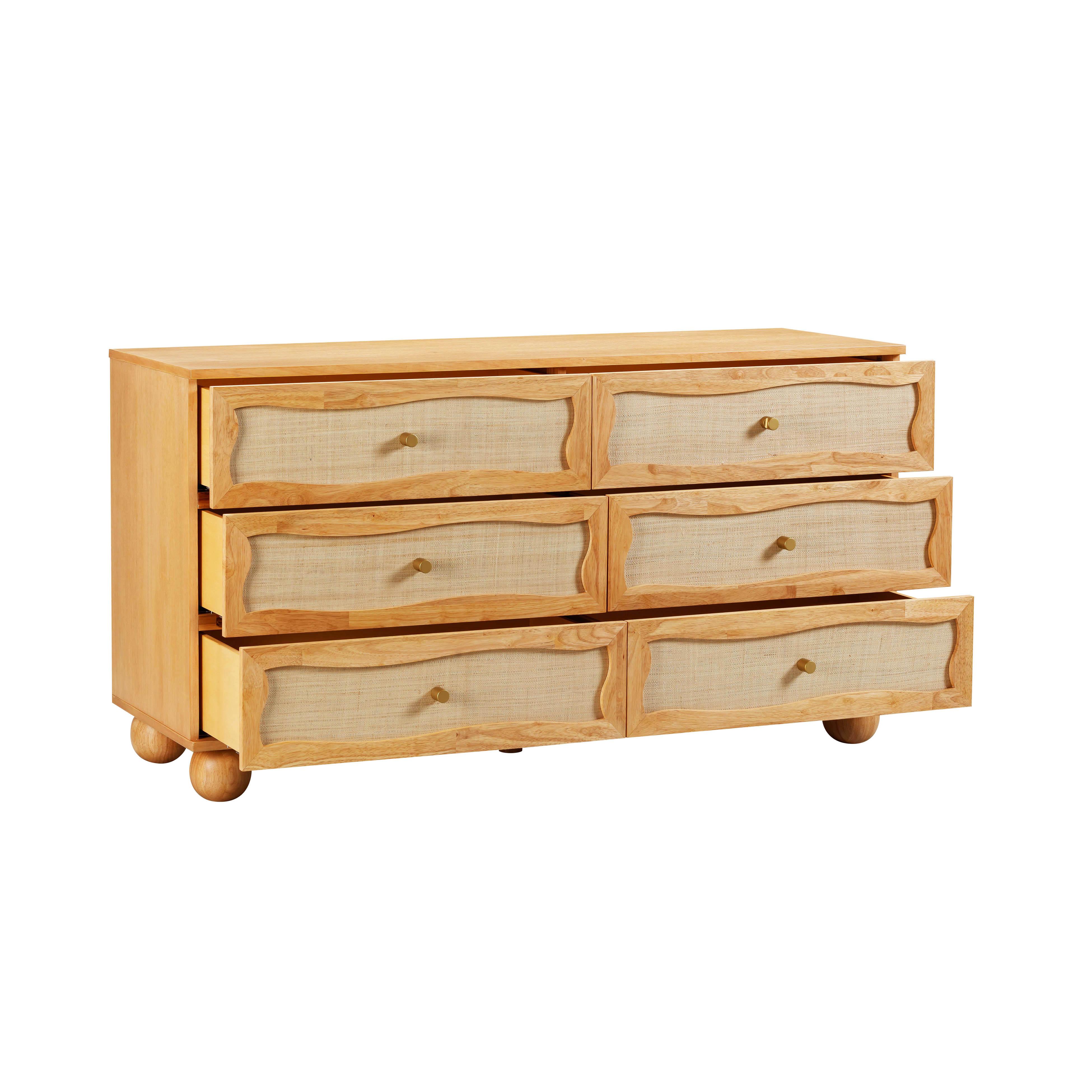 Grappa Natural Wood & Rattan Wavy Dresser - Image 6