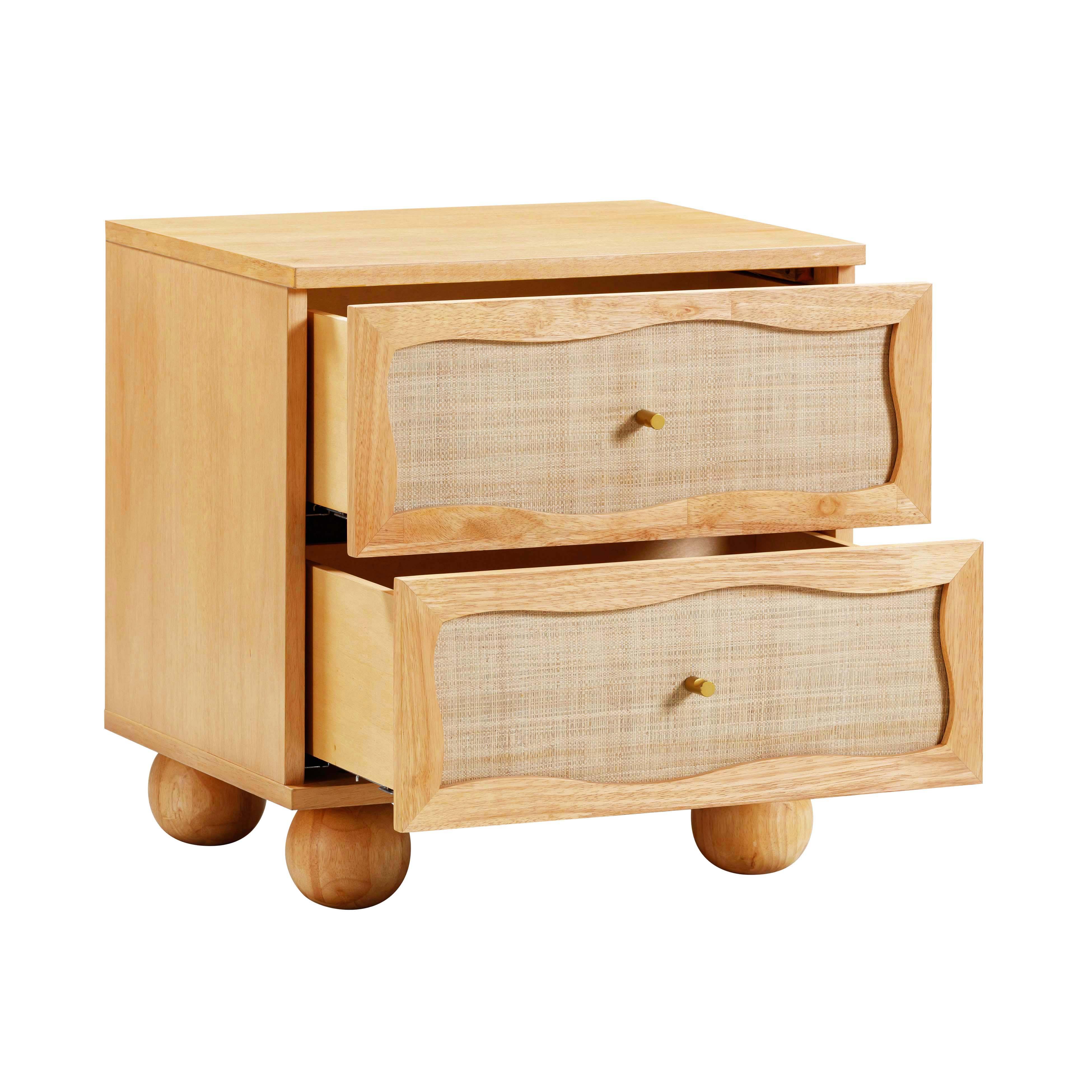 Grappa Natural Wood & Rattan Wavy Nightstand - Image 6