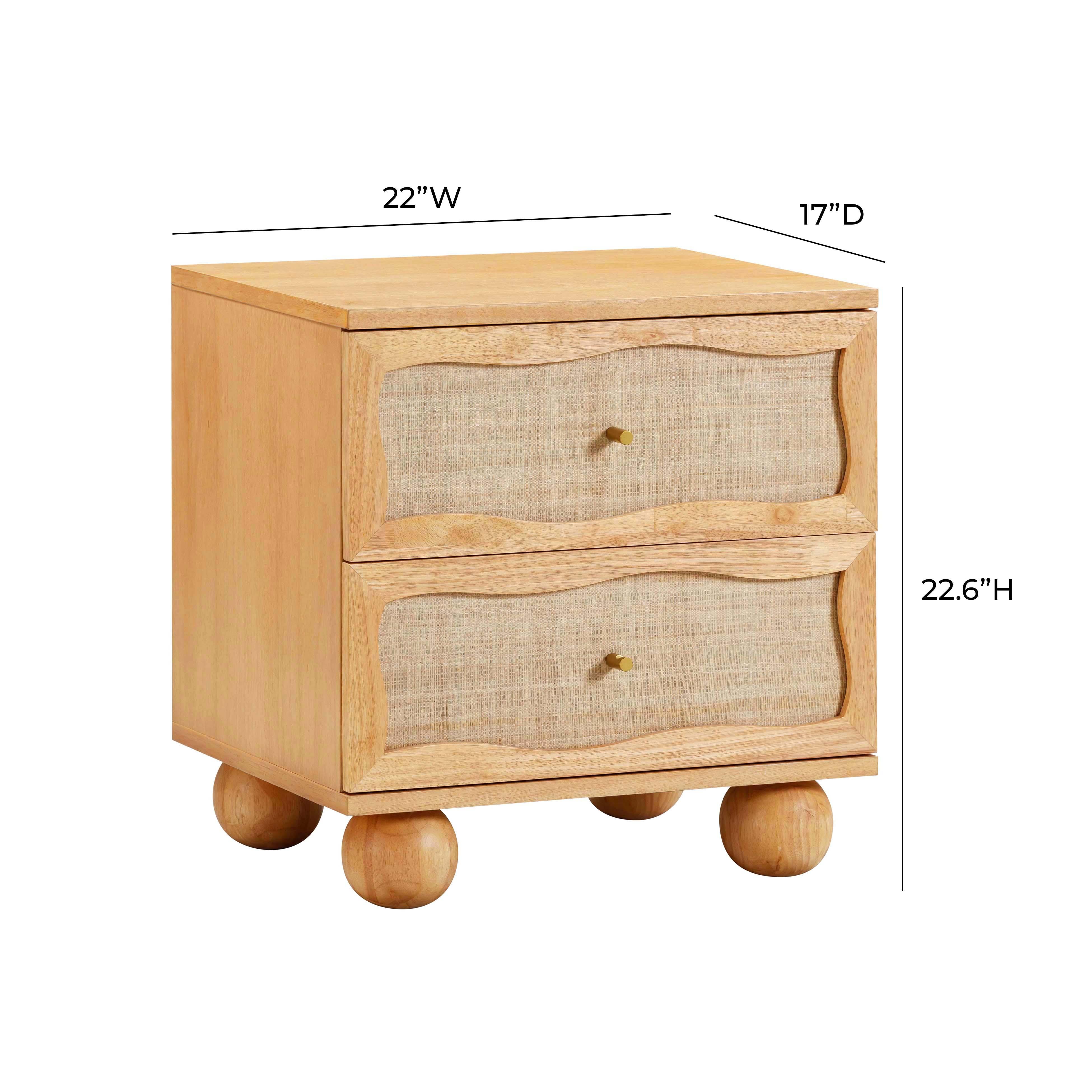 Grappa Natural Wood & Rattan Wavy Nightstand - Image 8