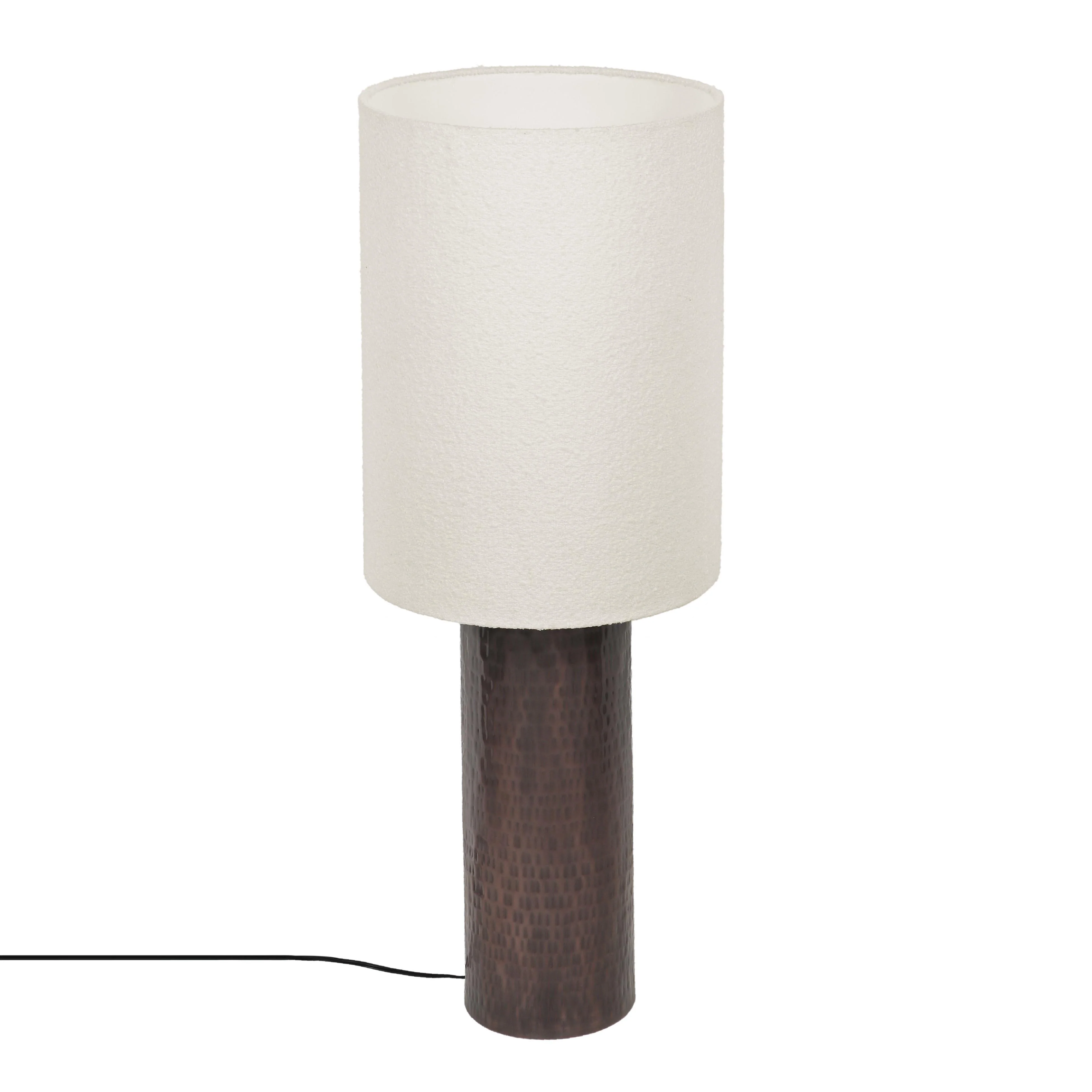 Grava Boucle & Hammered Bronze Metal Floor Lamp - Image 3