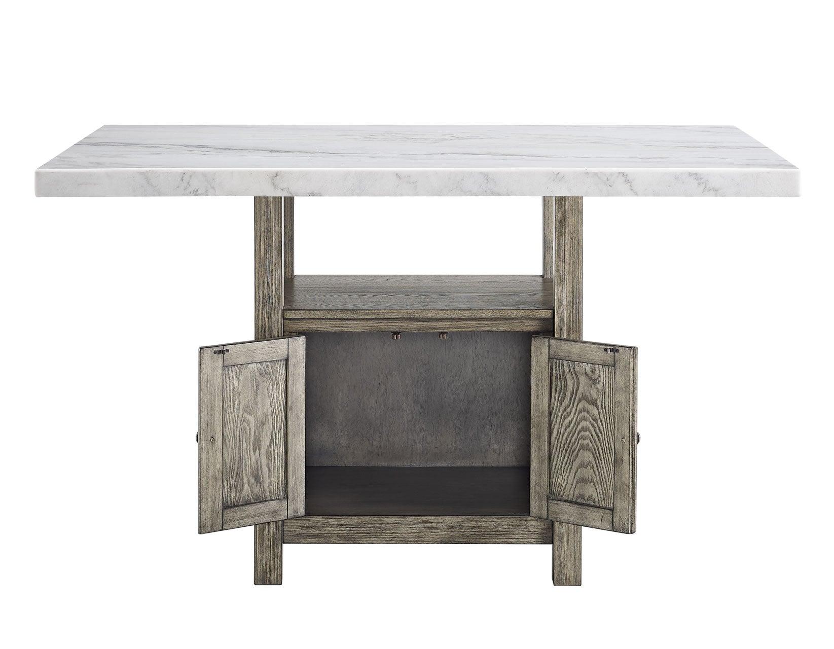 Grayson 60-inch White Marble Counter Storage Table - Image 2