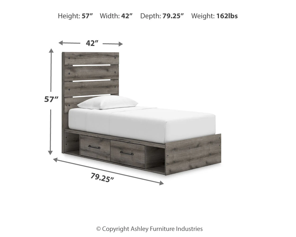 Graystorm Brown Gray Full Storage Platform Bed with 2 Drawers - Image 3