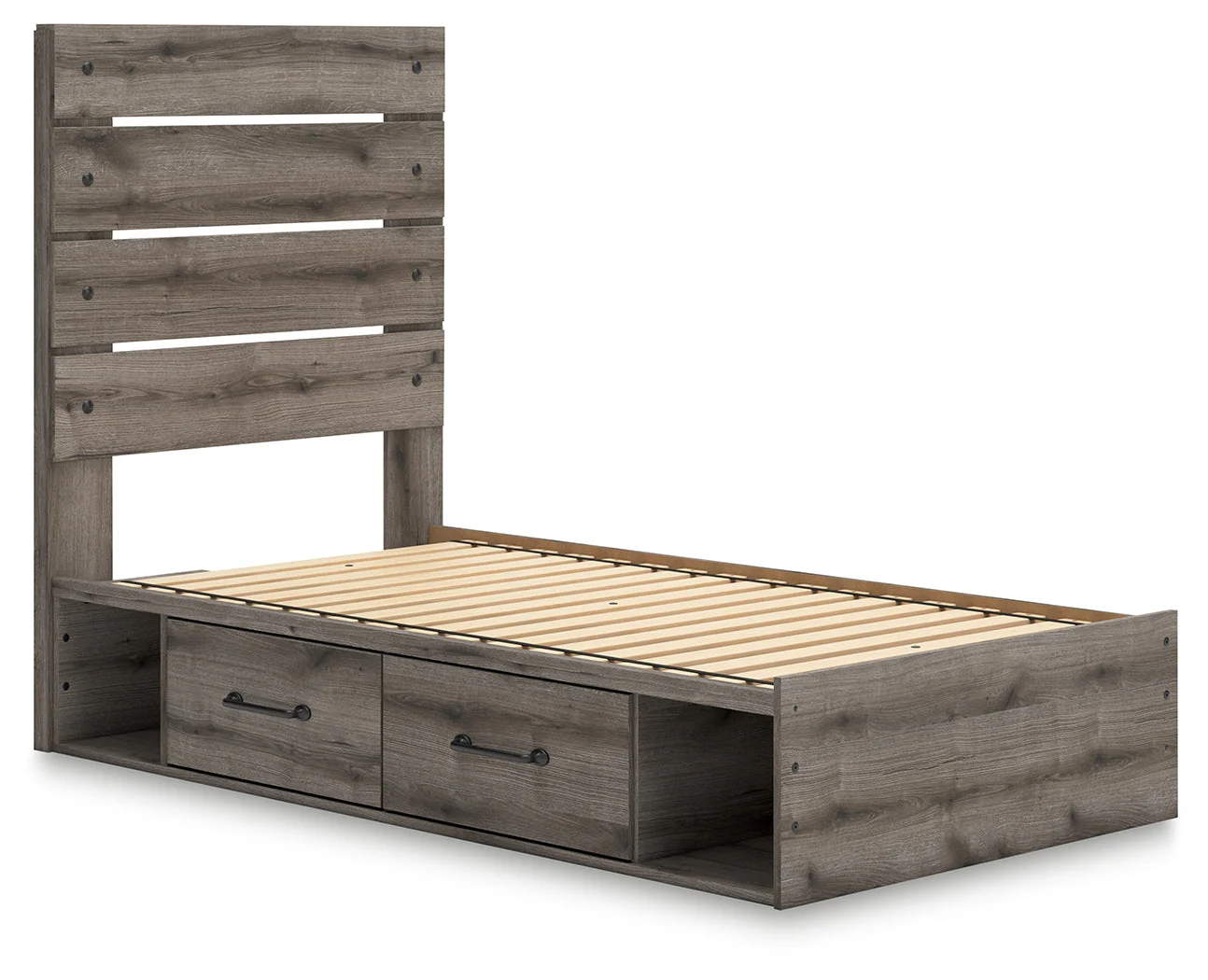 Graystorm Brown Gray Full Storage Platform Bed with 2 Drawers - Image 4