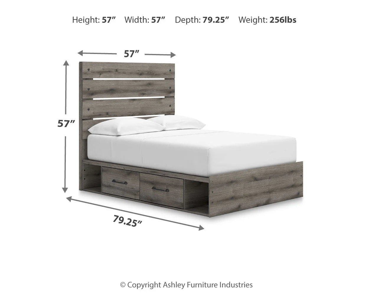 Graystorm Brown Gray Full Storage Platform Bed with 4 Drawers - Image 4