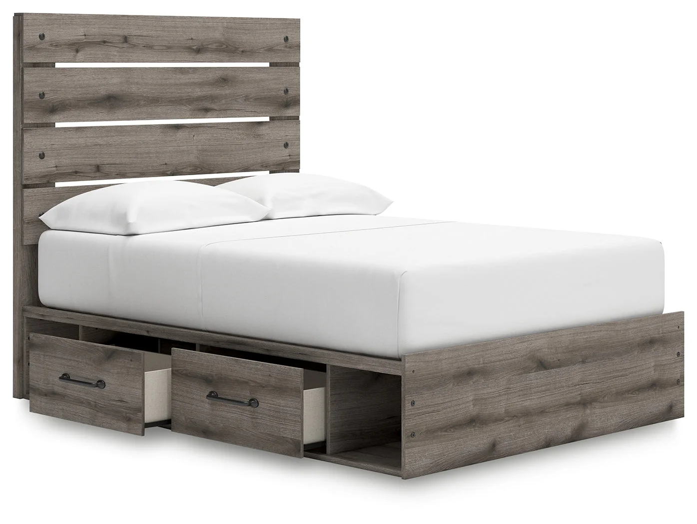 Graystorm Brown Gray Full Storage Platform Bed with 4 Drawers - Image 6