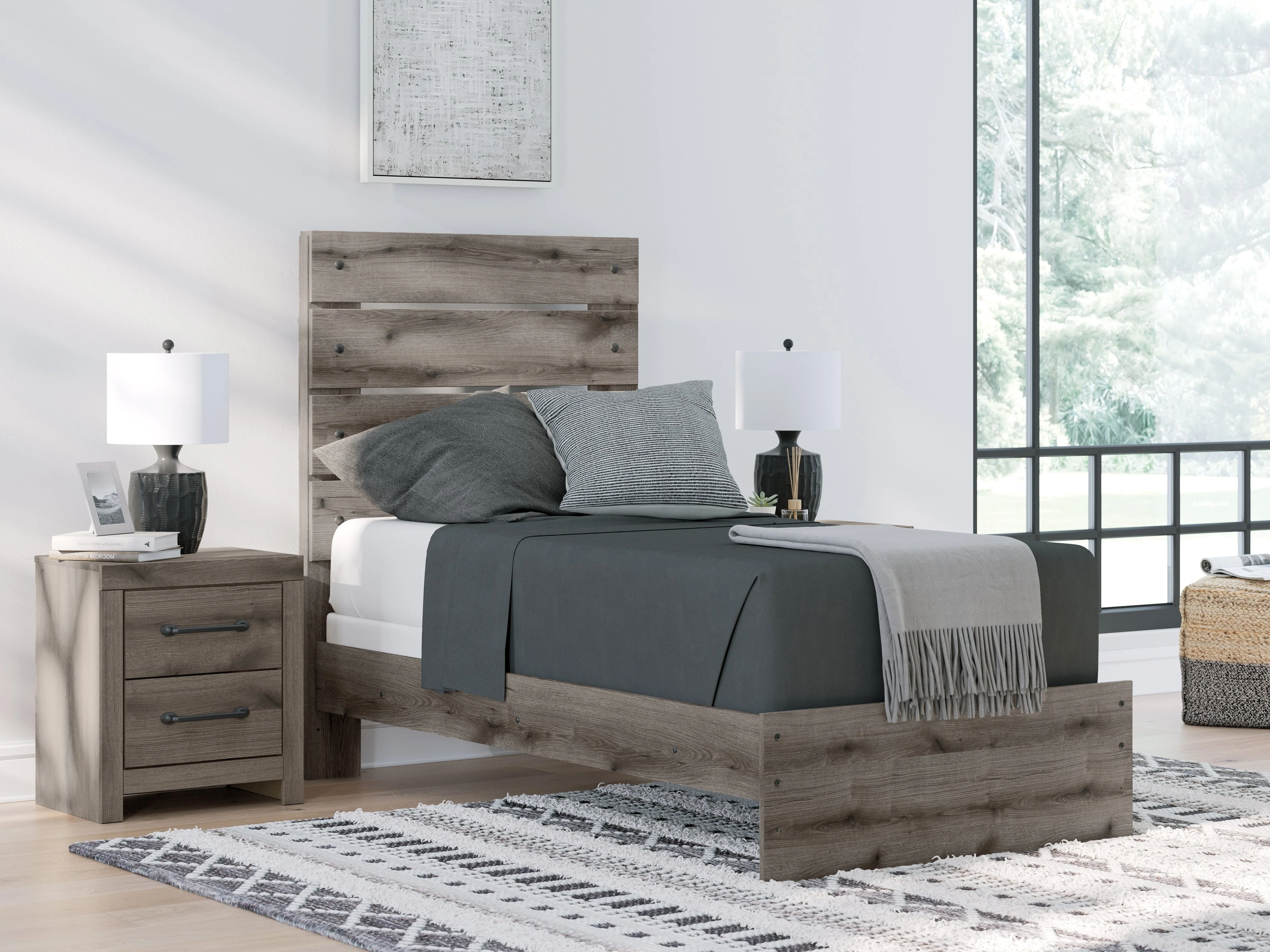 Graystorm Brown Gray Twin Panel Bed - Image 2