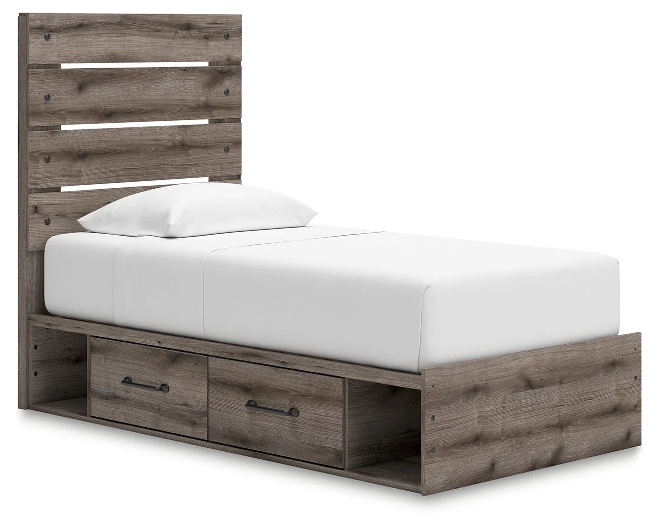 Graystorm Brown Gray Twin Storage Platform Bed with 4 Drawers