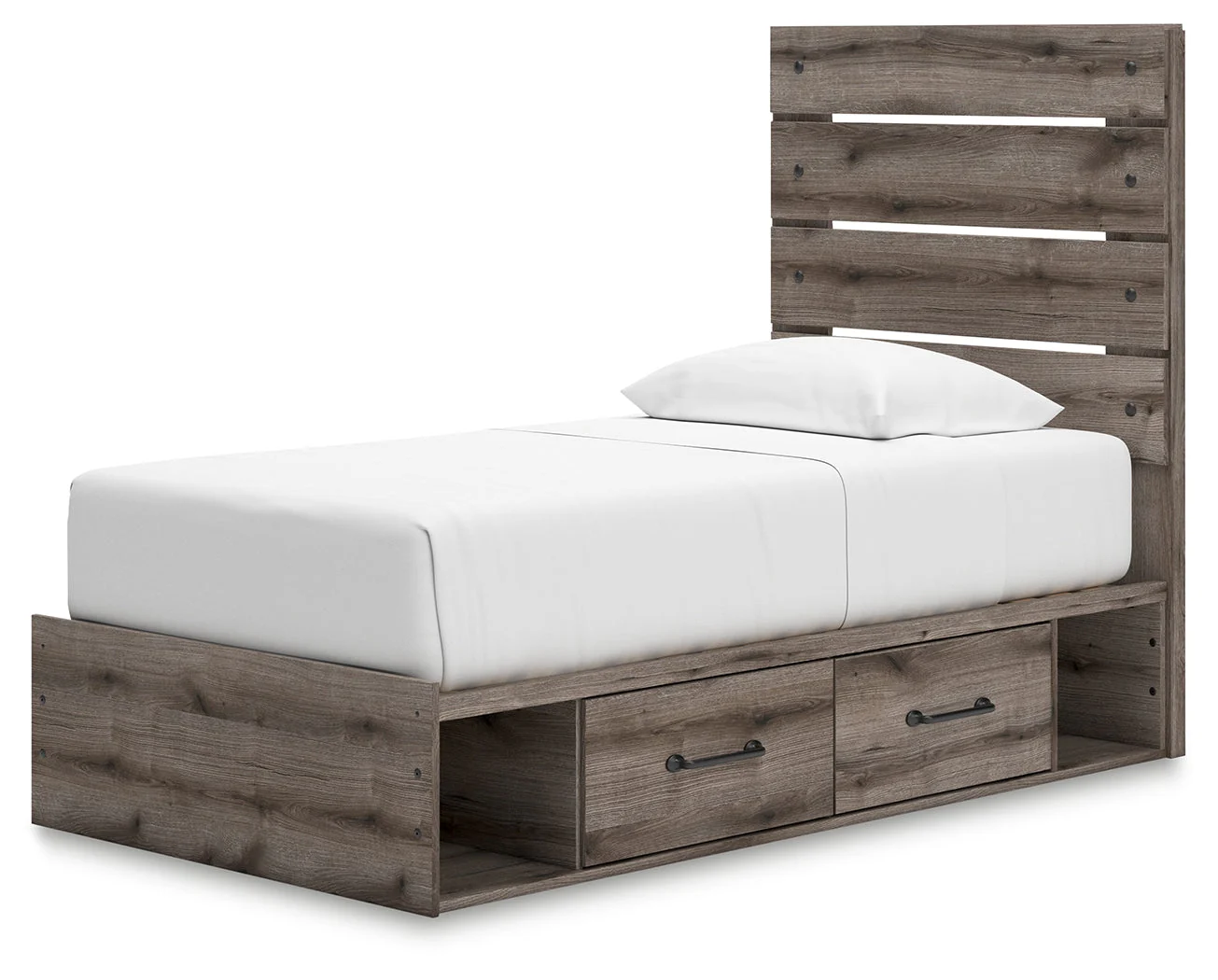 Graystorm Brown Gray Twin Storage Platform Bed with 4 Drawers - Image 5