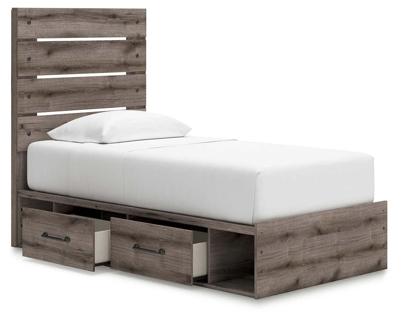 Graystorm Brown Gray Twin Storage Platform Bed with 4 Drawers - Image 6