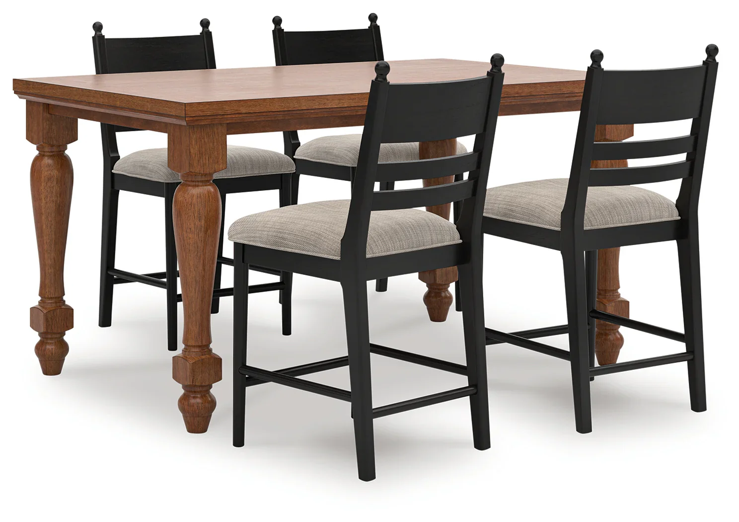 Greddinton Brown Counter Height Dining Table and 4 Barstools