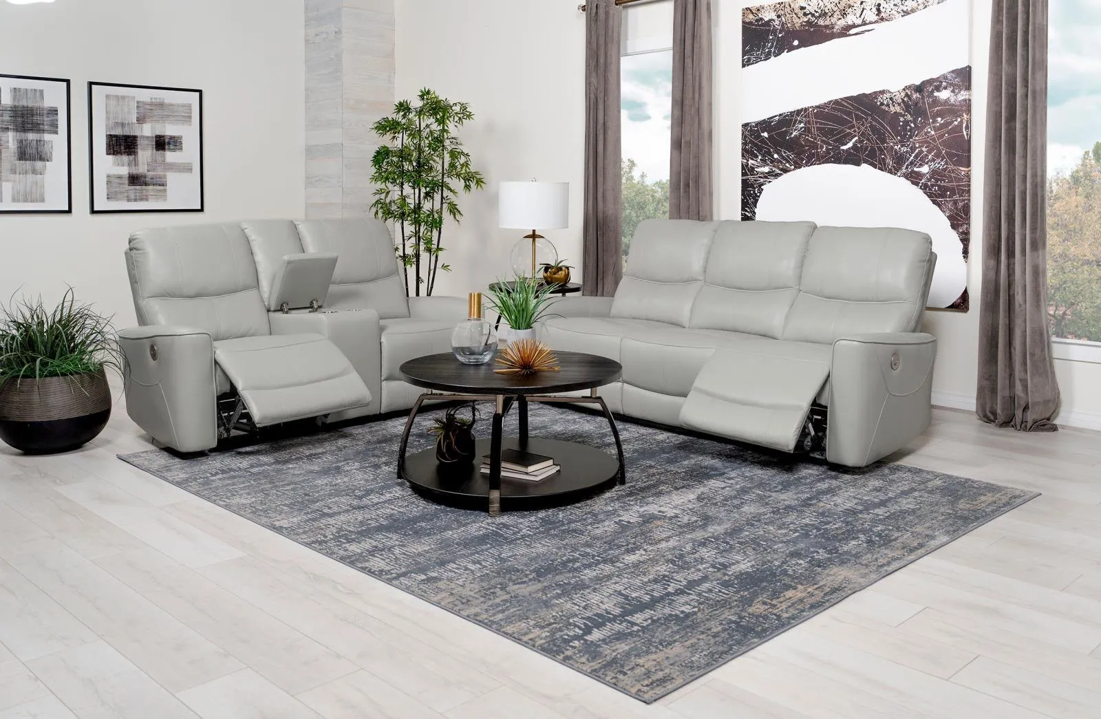 Greenfield Dove Grey 2-Piece Power Reclining Sofa Set - Image 3