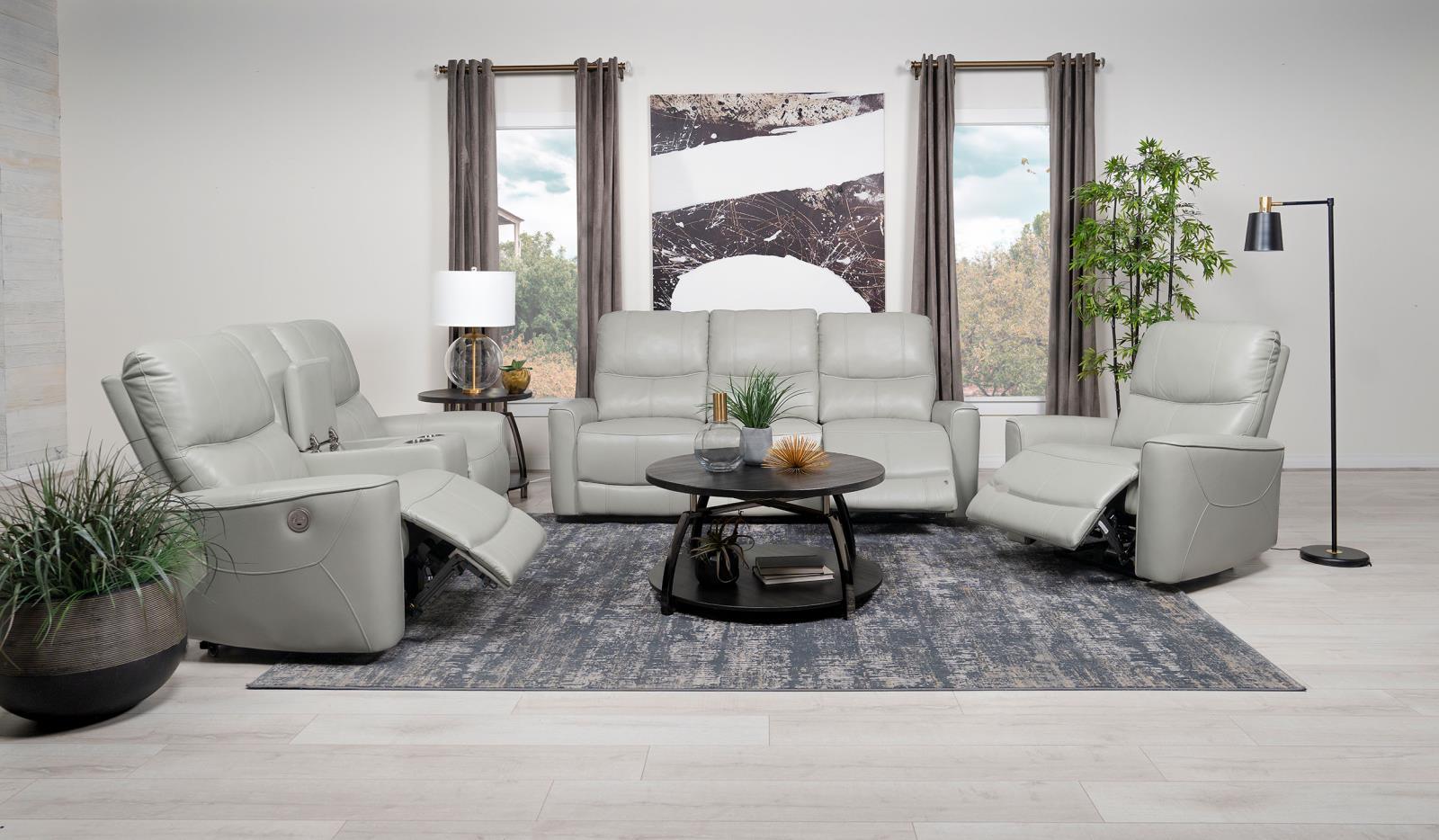 Greenfield Ivory Upholstered Power Reclining Loveseat with Console - Image 13