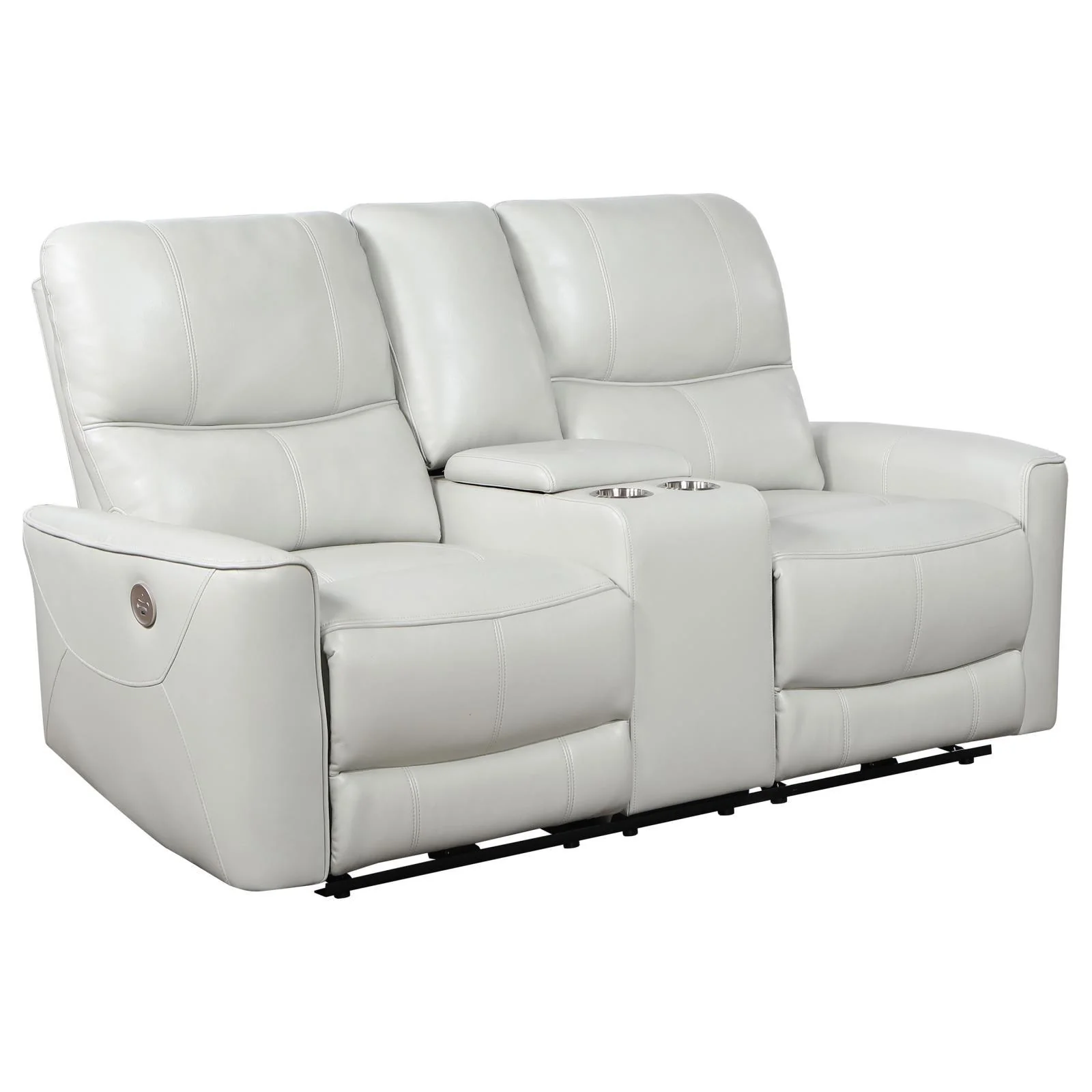 Greenfield Ivory Upholstered Power Reclining Loveseat with Console - Image 14