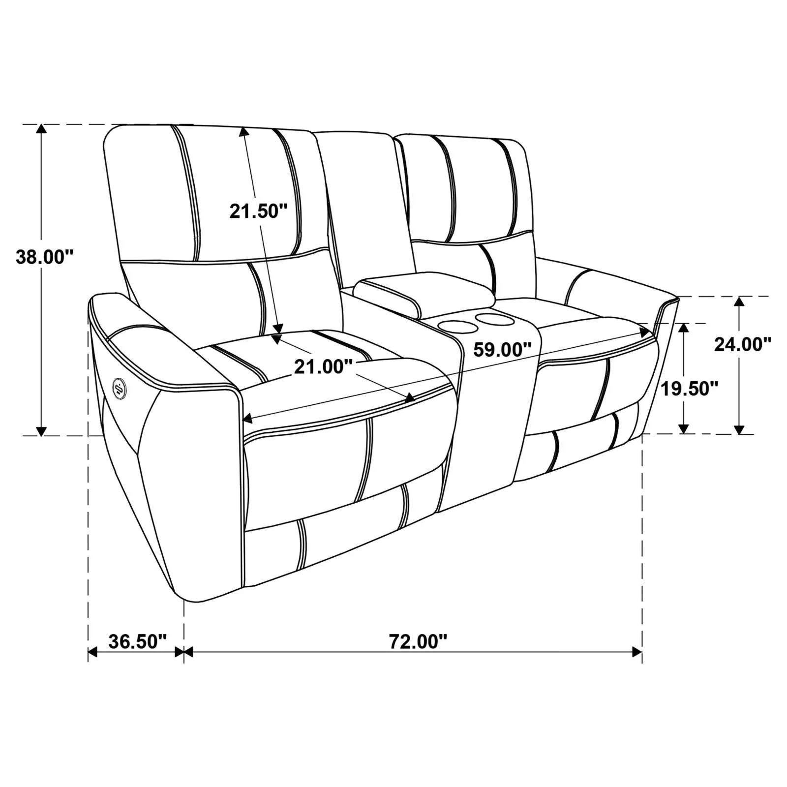Greenfield Saddle Brown Upholstered Power Reclining Loveseat with Console - Image 8