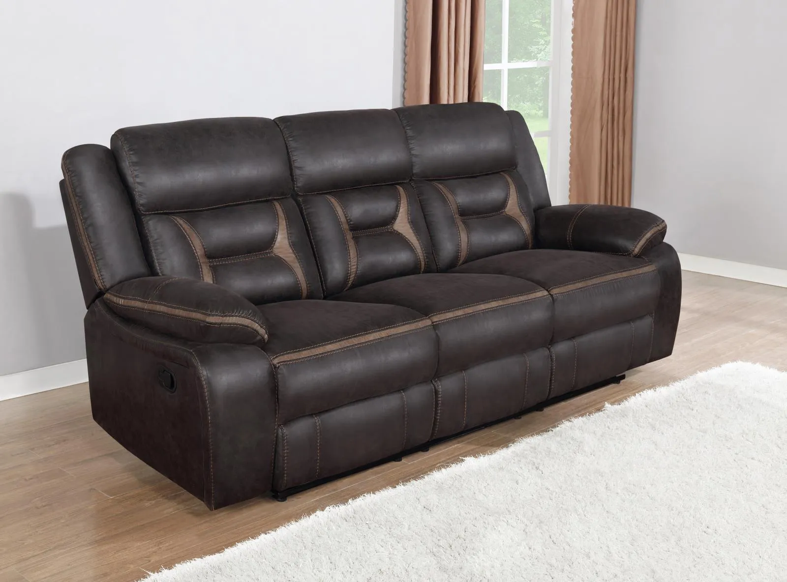 Greer Dark Brown 3-Piece Upholstered Tufted Living Room Set - Image 2