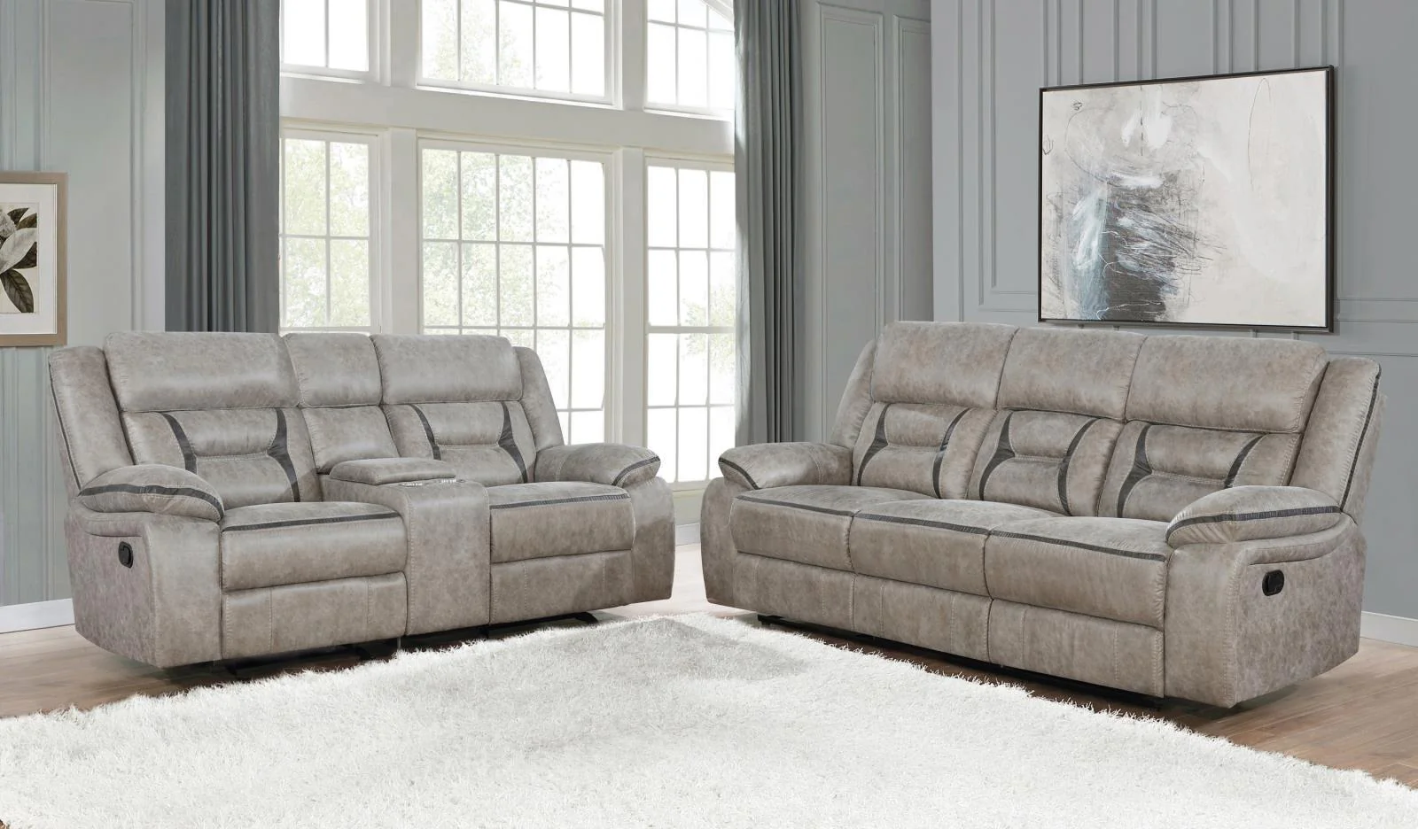Greer Taupe 2-Piece Upholstered Tufted Living Room Set - Image 14