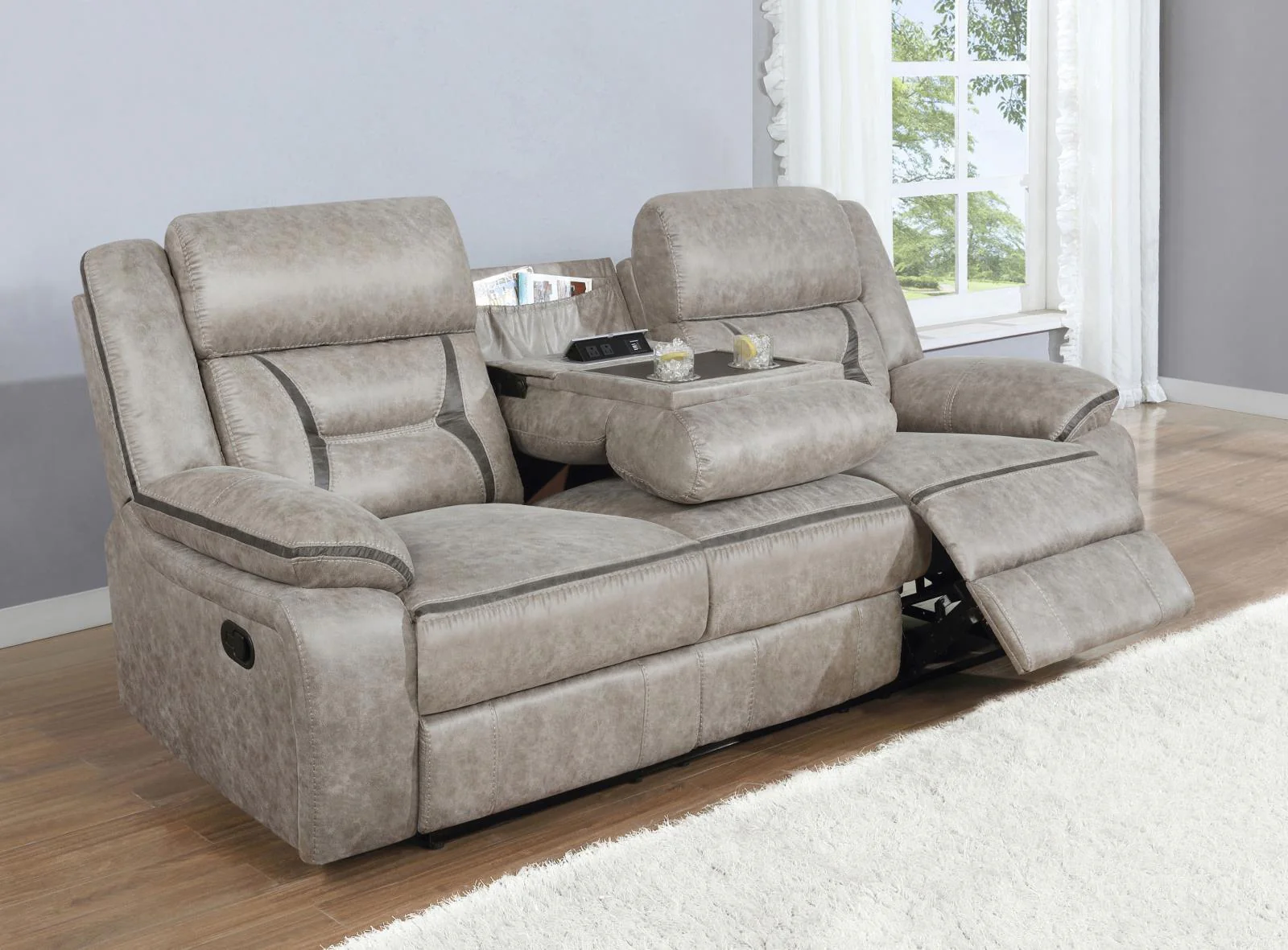 Greer Taupe 2-Piece Upholstered Tufted Living Room Set - Image 3