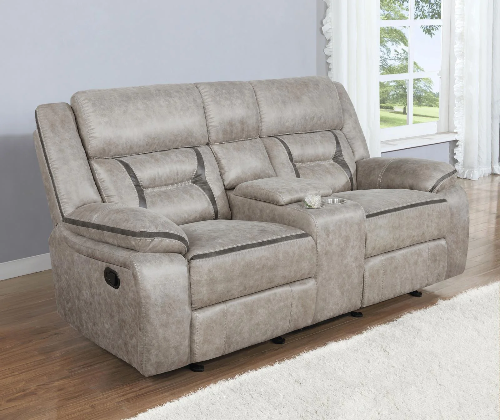 Greer Taupe 2-Piece Upholstered Tufted Living Room Set - Image 6