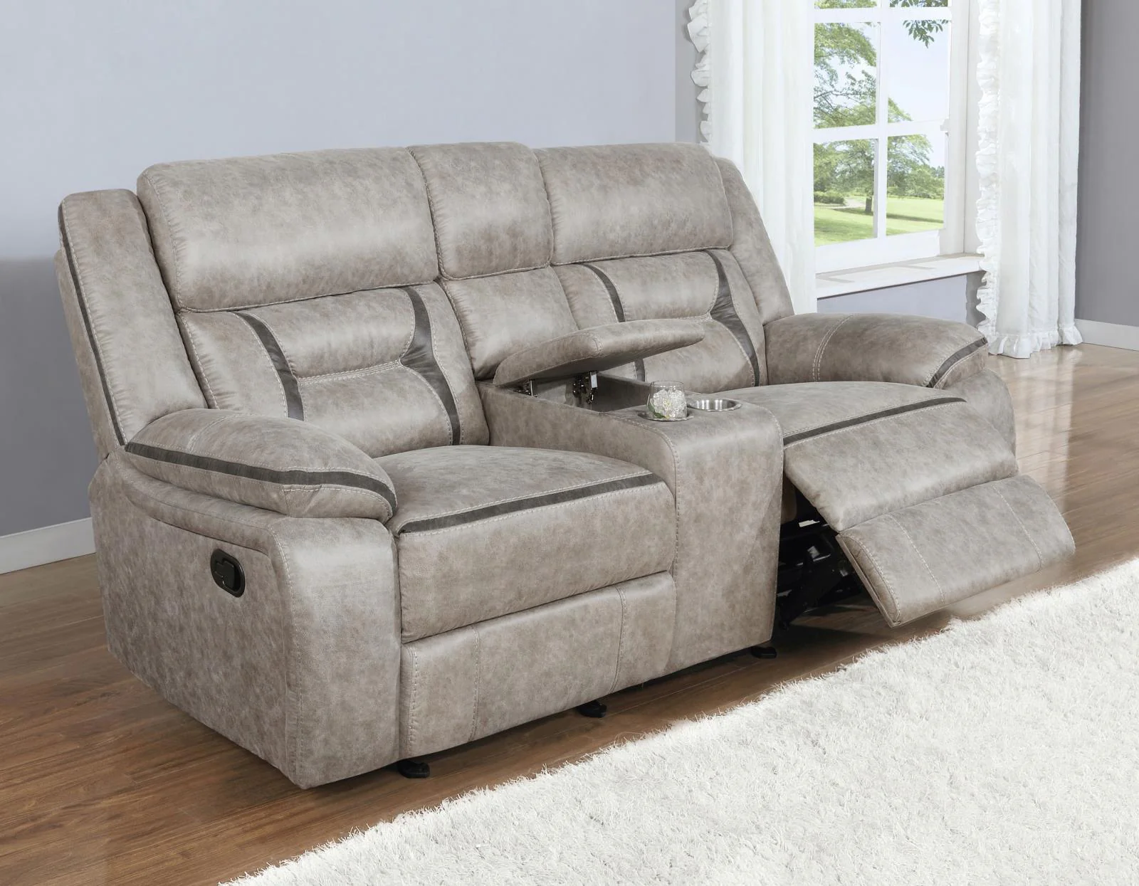 Greer Taupe 2-Piece Upholstered Tufted Living Room Set - Image 7