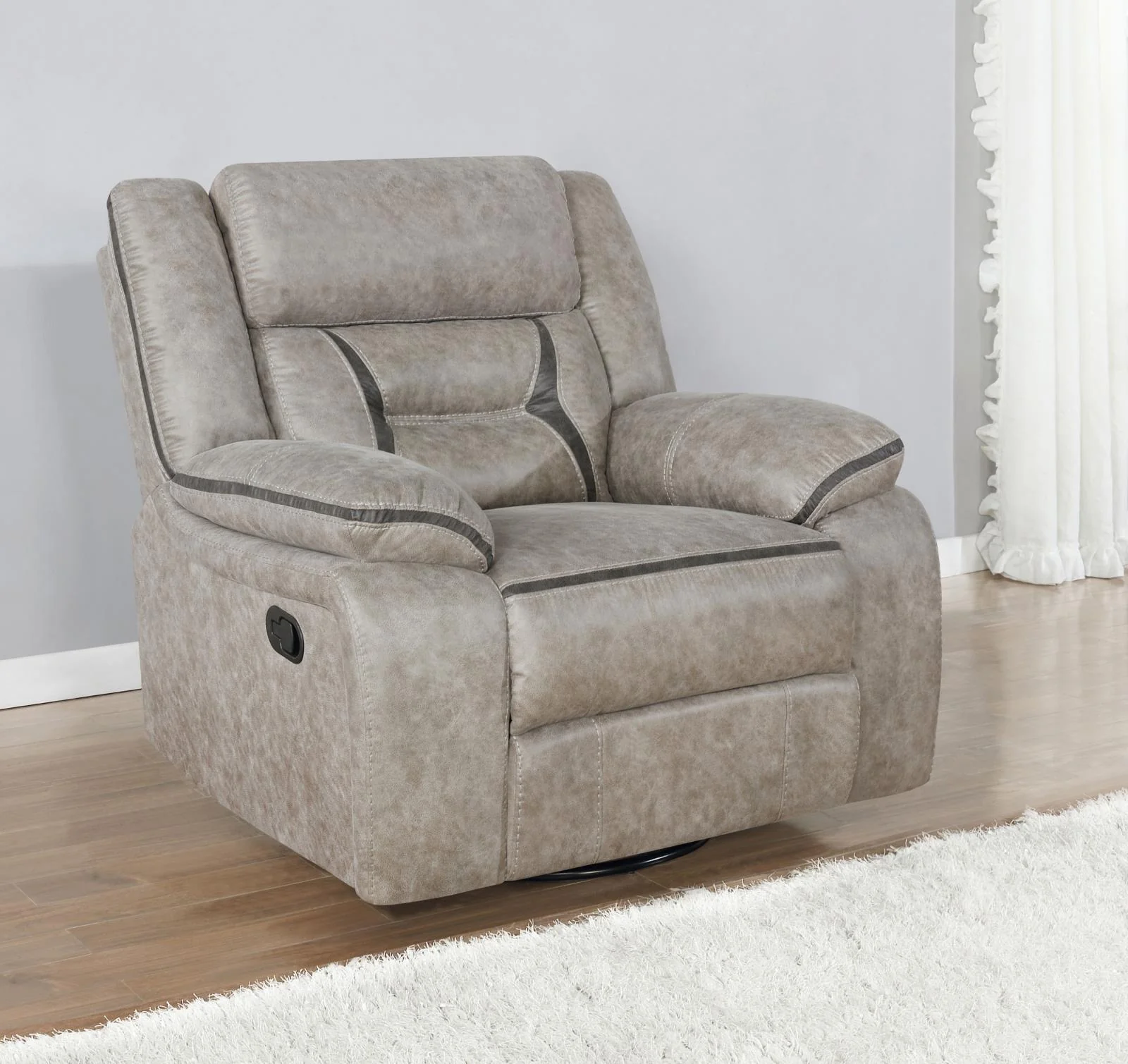 Greer Taupe Upholstered Tufted Reclining Living Room Set - Image 15