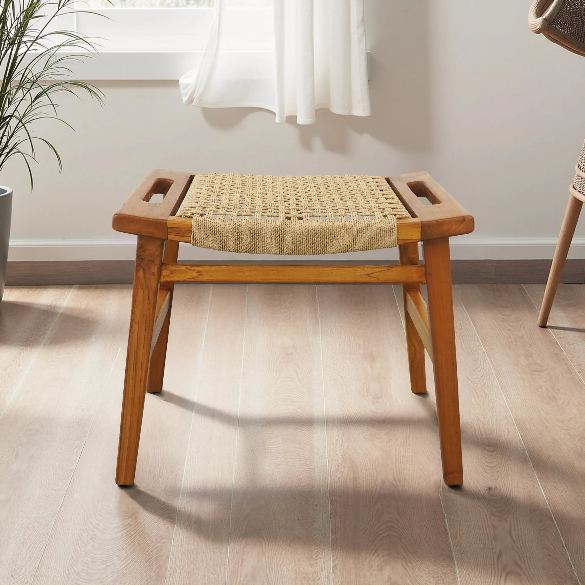 Grit Rustic Solid Wood Frame Loom Stool - Image 4
