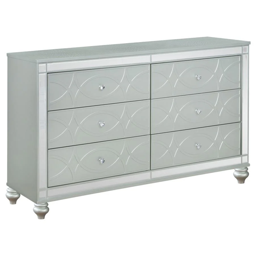 Gunnison Silver Metallic 5-Piece California King Bedroom Set with LED Lighting - Image 7