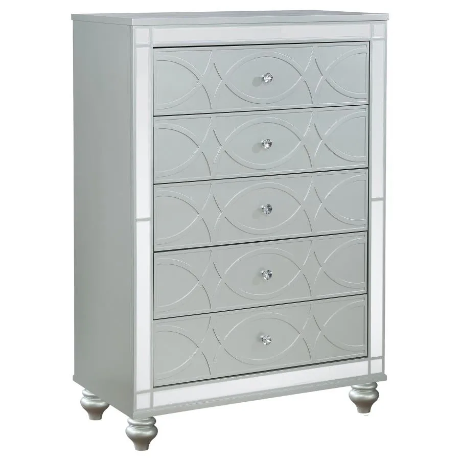 Gunnison Silver Metallic 5-Piece King Bedroom Set with LED Lighting - Image 11