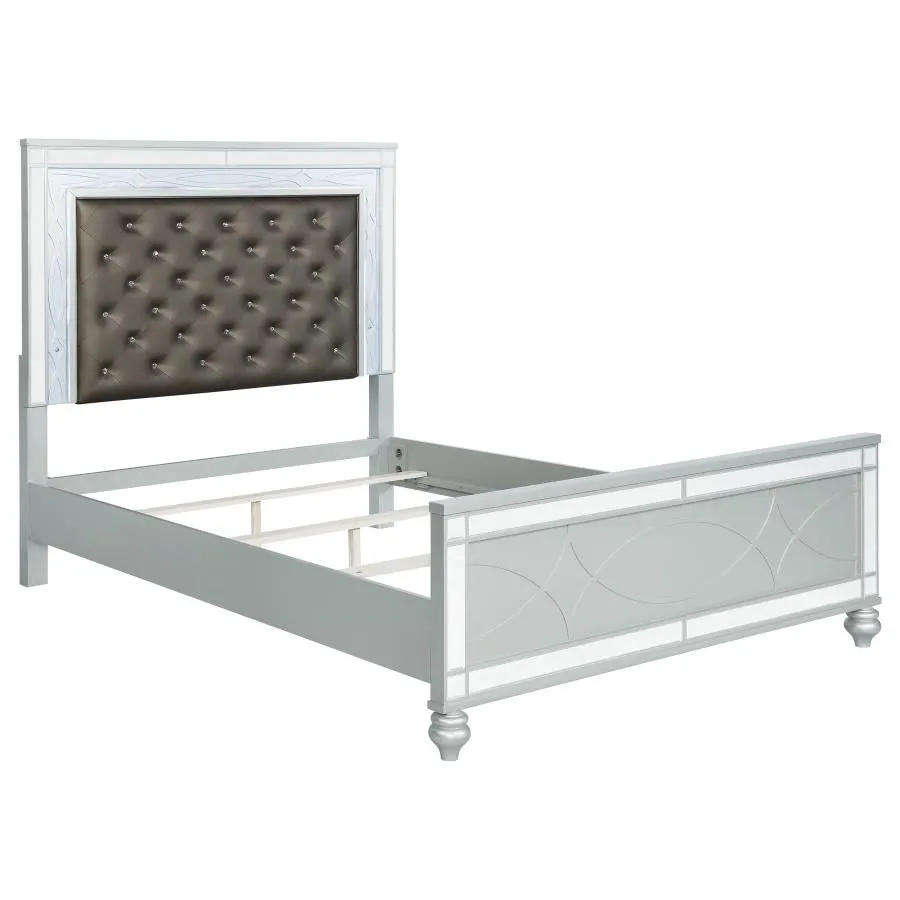 Gunnison Silver Metallic 5-Piece King Bedroom Set with LED Lighting - Image 3