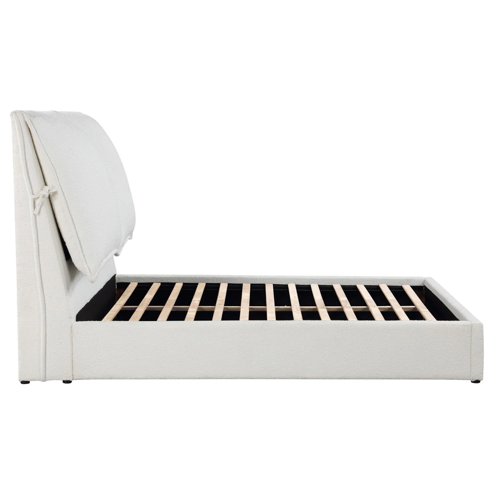 Gwendoline Upholstered White Queen Platform Bed with Pillow Headboard - Image 10