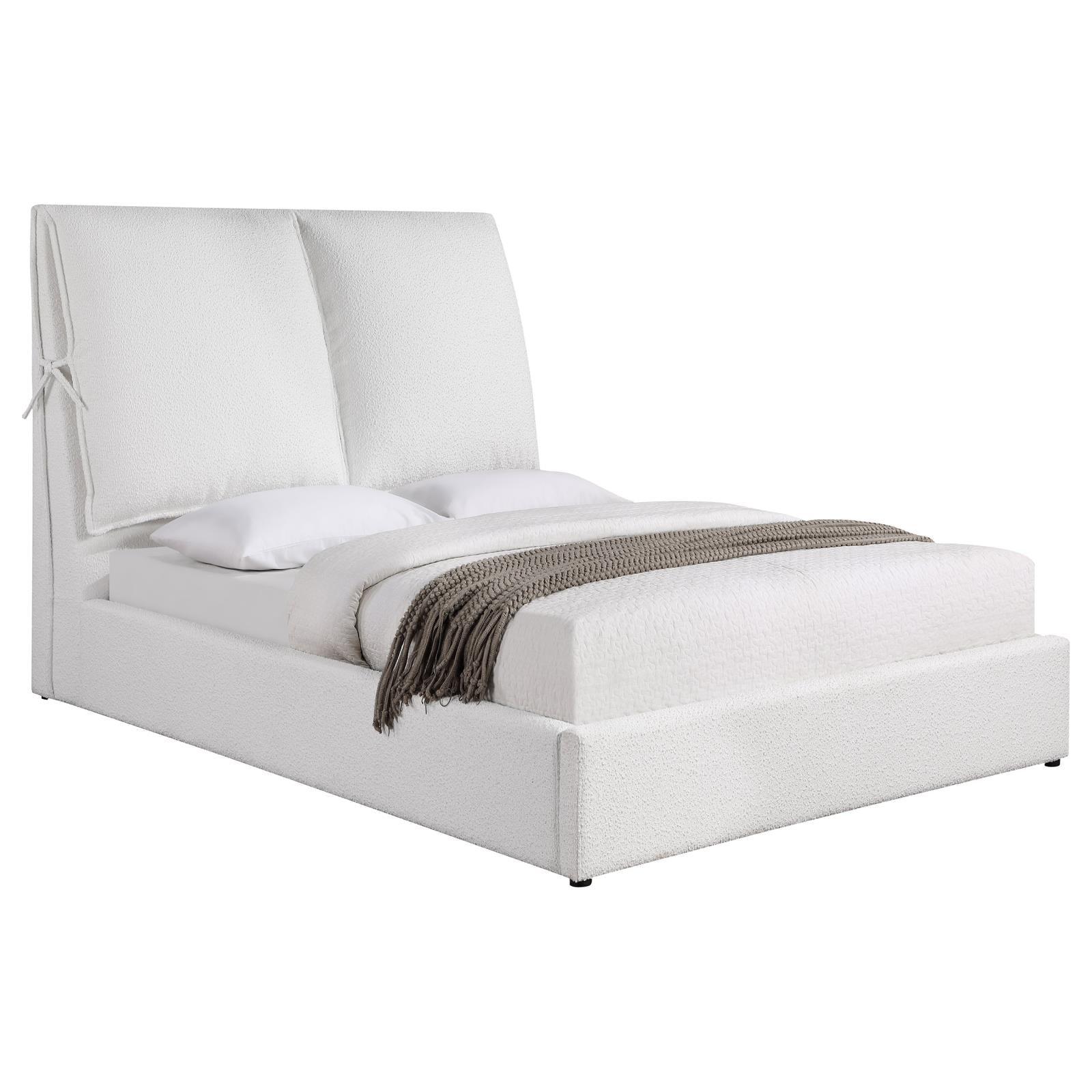 Gwendoline Upholstered White Queen Platform Bed with Pillow Headboard - Image 2