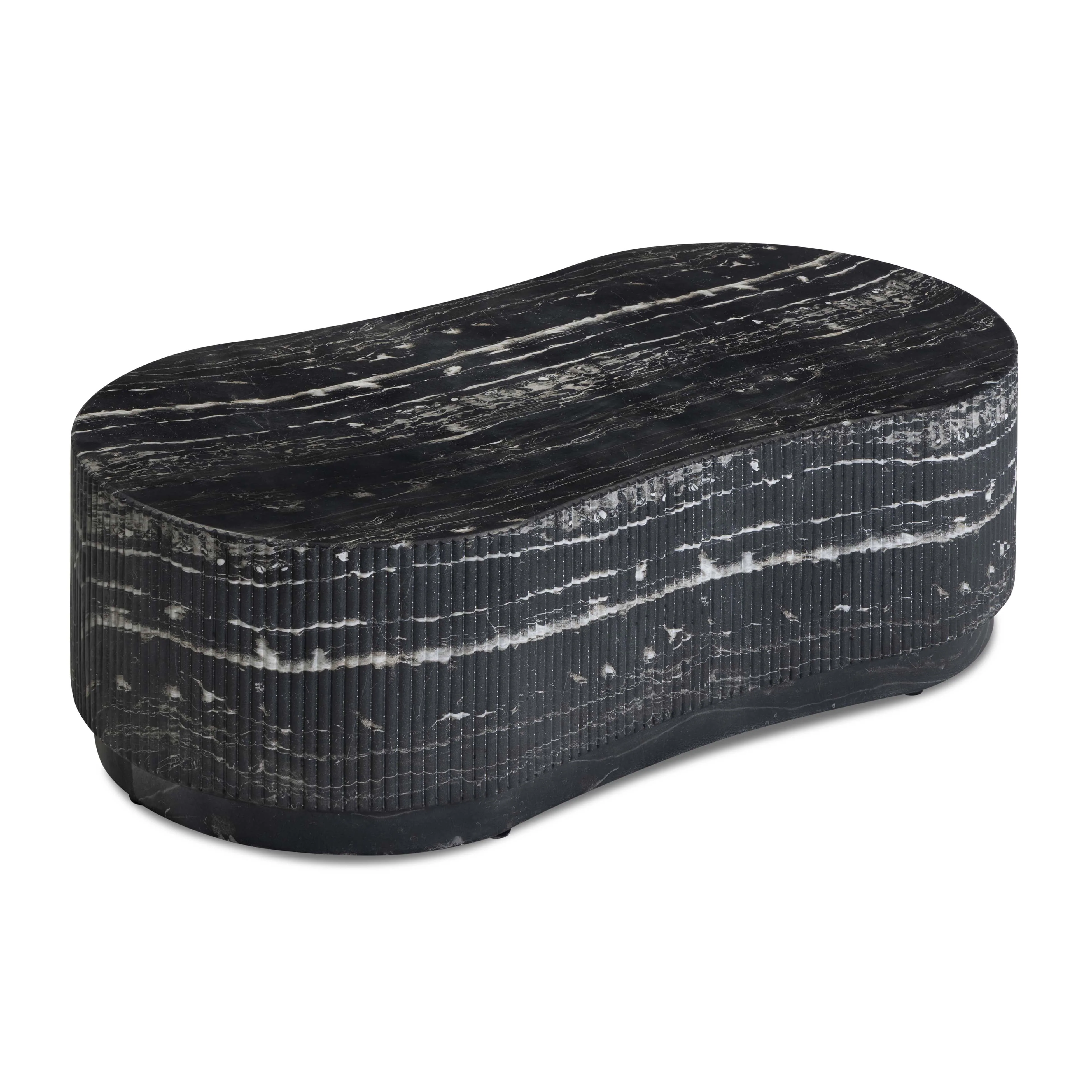 Hades 47" Black Faux Marble Indoor/Outdoor Concrete Coffee Table - Image 4