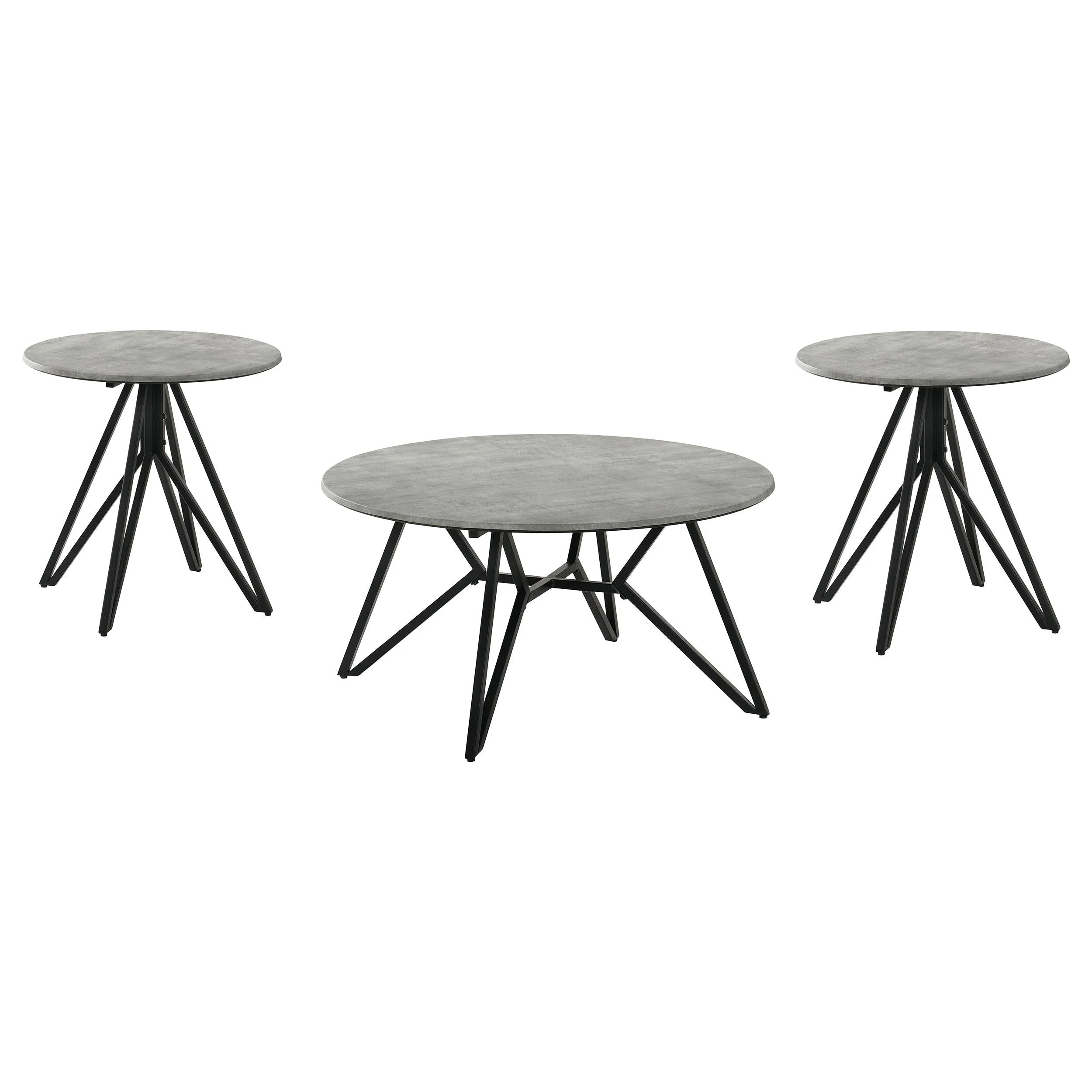 Hadi Cement 3-Piece Round Coffee and End Table Set - Image 2