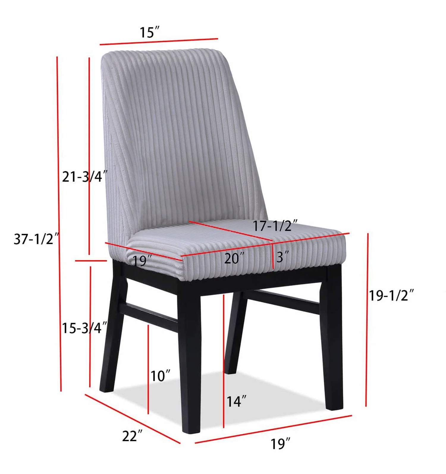 Hadley Black and Light Gray Dining Side Chair, Set of 2 - Image 4