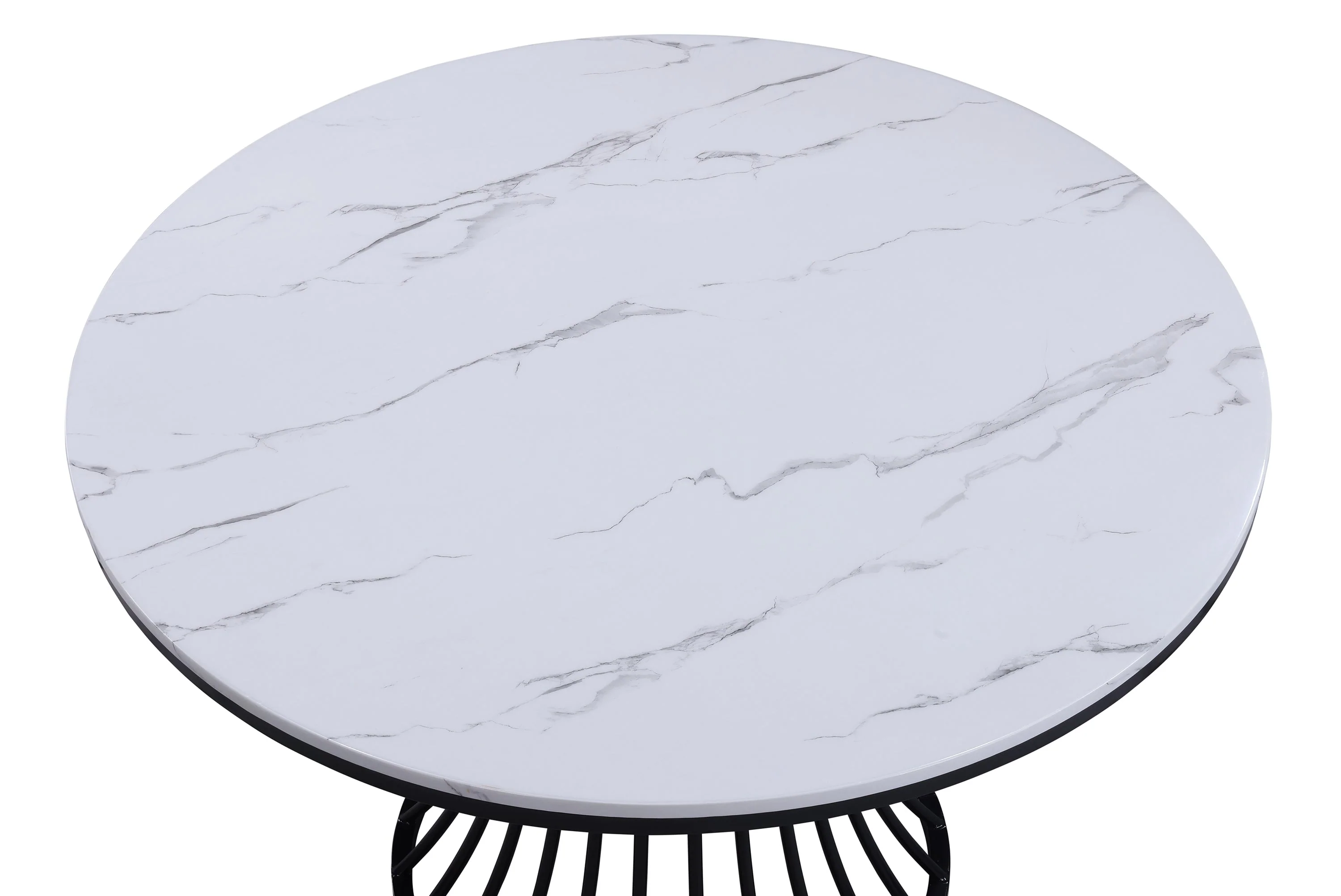 Hadley Black Faux Marble Top Round Dining Table - Image 2